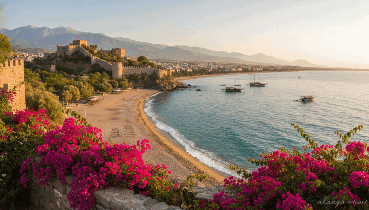 A breathtaking view of Alanya, Turkey, capturing its stunning landscapes and historical architecture. In the foreground, vibrant bougainvillea blooms frame the scene. The middle ground features the picturesque Alanya Castle perched on a hill, surrounded by lush greenery, with waves gently lapping at the sandy beaches below. In the background, the azure Mediterranean Sea sparkles under a bright sun, with distant mountains adding depth to the horizon. The image is illuminated by warm, golden hour lighting, casting a serene and inviting atmosphere. A wide-angle lens captures the expansive beauty of this coastal gem, emphasizing both its natural allure and historical significance. This visual representation embodies the essence of “Alanya Manzaraları” and the local culture, with the brand name "alanya escort" subtly suggested within the scenic context. A breathtaking view of Alanya, Turkey, capturing its stunning landscapes and historical architecture. In the foreground, vibrant bougainvillea blooms frame the scene. The middle ground features the picturesque Alanya Castle perched on a hill, surrounded by lush greenery, with waves gently lapping at the sandy beaches below. In the background, the azure Mediterranean Sea sparkles under a bright sun, with distant mountains adding depth to the horizon. The image is illuminated by warm, golden hour lighting, casting a serene and inviting atmosphere. A wide-angle lens captures the expansive beauty of this coastal gem, emphasizing both its natural allure and historical significance. This visual representation embodies the essence of “Alanya Manzaraları” and the local culture, with the brand name "alanya escort" subtly suggested within the scenic context.