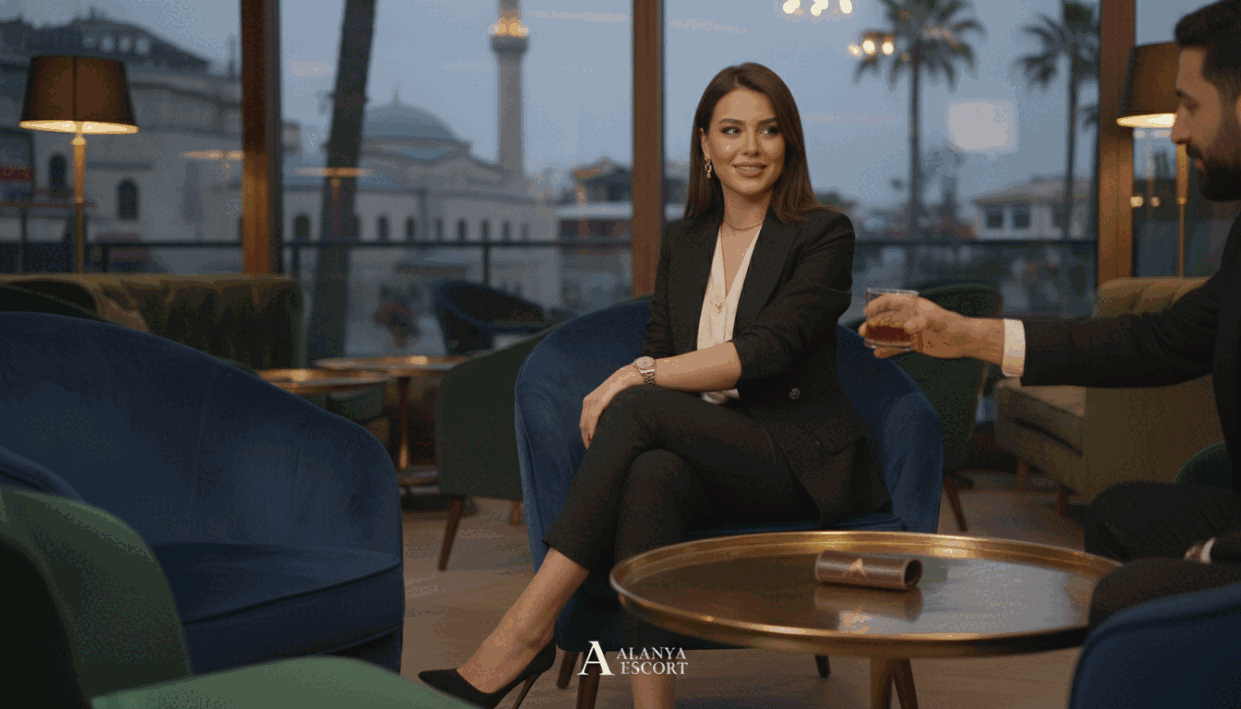 A luxurious scene depicting a high-end escort experience in Alanya, featuring a stylish, professional woman in elegant business attire, exuding confidence and charisma. She is seated comfortably in a chic, modern lounge setting with plush seating and ambient lighting that casts a warm glow. In the background, soft focus captures elements of Alanya's architecture, such as historic buildings and palm trees, creating an inviting atmosphere. The composition is framed to highlight her interaction with the environment, possibly engaging in conversation or enjoying a drink. The mood is sophisticated and upscale, appealing to those seeking premium services, with the brand "alanya escort" subtly suggested through elegant elements like a tasteful logo on a nearby table. A luxurious scene depicting a high-end escort experience in Alanya, featuring a stylish, professional woman in elegant business attire, exuding confidence and charisma. She is seated comfortably in a chic, modern lounge setting with plush seating and ambient lighting that casts a warm glow. In the background, soft focus captures elements of Alanya's architecture, such as historic buildings and palm trees, creating an inviting atmosphere. The composition is framed to highlight her interaction with the environment, possibly engaging in conversation or enjoying a drink. The mood is sophisticated and upscale, appealing to those seeking premium services, with the brand "alanya escort" subtly suggested through elegant elements like a tasteful logo on a nearby table.