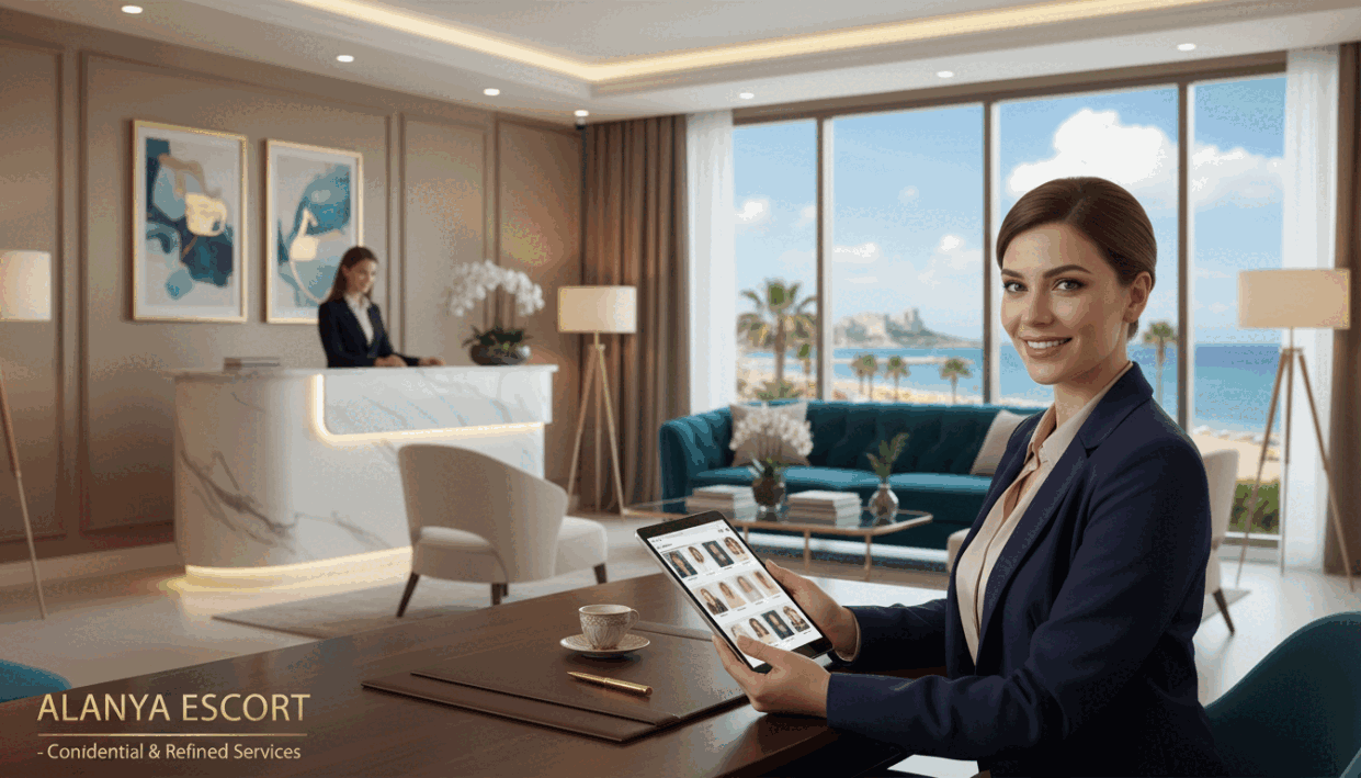 A professional and inviting scene depicting a luxurious office space for "alanya escort" services in Alanya. In the foreground, a well-dressed, business-attired woman reviews client options on a sleek tablet, smiling confidently. In the middle, a stylish reception area features elegant decor, a tasteful seating arrangement, and soft lighting that creates a warm atmosphere. The background showcases large windows with a view of Alanya's coastline, sunny skies, and palm trees swaying gently. The composition is bright and welcoming, captured with a shallow depth of field to emphasize the focus on the professional service being offered. The overall mood is sophisticated and reassuring, perfect for conveying reliability in escort options. A professional and inviting scene depicting a luxurious office space for "alanya escort" services in Alanya. In the foreground, a well-dressed, business-attired woman reviews client options on a sleek tablet, smiling confidently. In the middle, a stylish reception area features elegant decor, a tasteful seating arrangement, and soft lighting that creates a warm atmosphere. The background showcases large windows with a view of Alanya's coastline, sunny skies, and palm trees swaying gently. The composition is bright and welcoming, captured with a shallow depth of field to emphasize the focus on the professional service being offered. The overall mood is sophisticated and reassuring, perfect for conveying reliability in escort options.