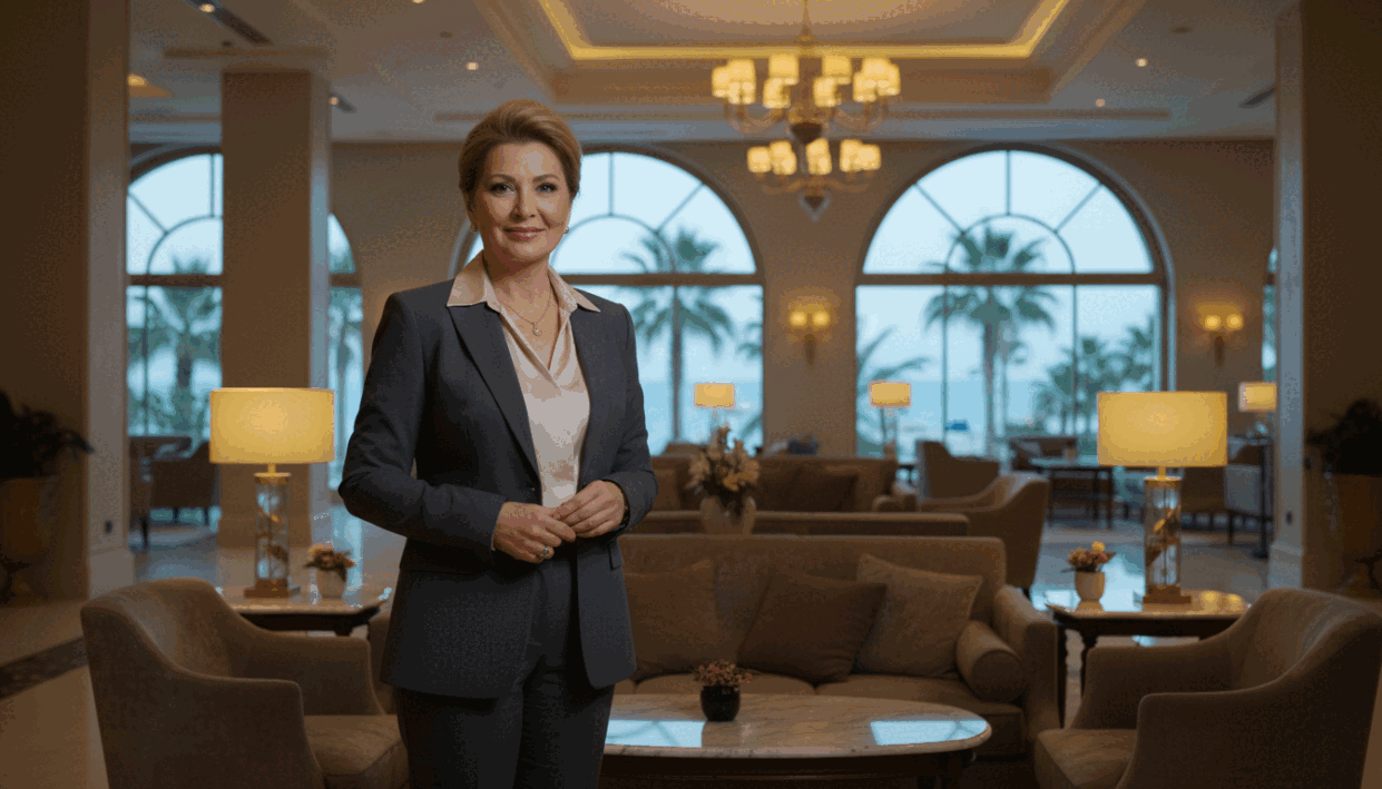 A professional and sophisticated scene showcasing a mature woman representing "alanya escort" standing confidently in a stylish, well-lit lobby of a luxury hotel in Alanya. In the foreground, the woman, dressed in elegant business attire, exudes poise and charisma, her expression warm yet professional. In the middle ground, plush couches and ornate decor create an inviting atmosphere, while warm, ambient lighting enhances the overall elegance. The background features large windows with a view of palm trees swaying gently in the soft Mediterranean breeze, hinting at a serene coastal setting. The image captures a sense of reliability, sophistication, and professionalism, inviting potential clients to consider mature escort services. A professional and sophisticated scene showcasing a mature woman representing "alanya escort" standing confidently in a stylish, well-lit lobby of a luxury hotel in Alanya. In the foreground, the woman, dressed in elegant business attire, exudes poise and charisma, her expression warm yet professional. In the middle ground, plush couches and ornate decor create an inviting atmosphere, while warm, ambient lighting enhances the overall elegance. The background features large windows with a view of palm trees swaying gently in the soft Mediterranean breeze, hinting at a serene coastal setting. The image captures a sense of reliability, sophistication, and professionalism, inviting potential clients to consider mature escort services.