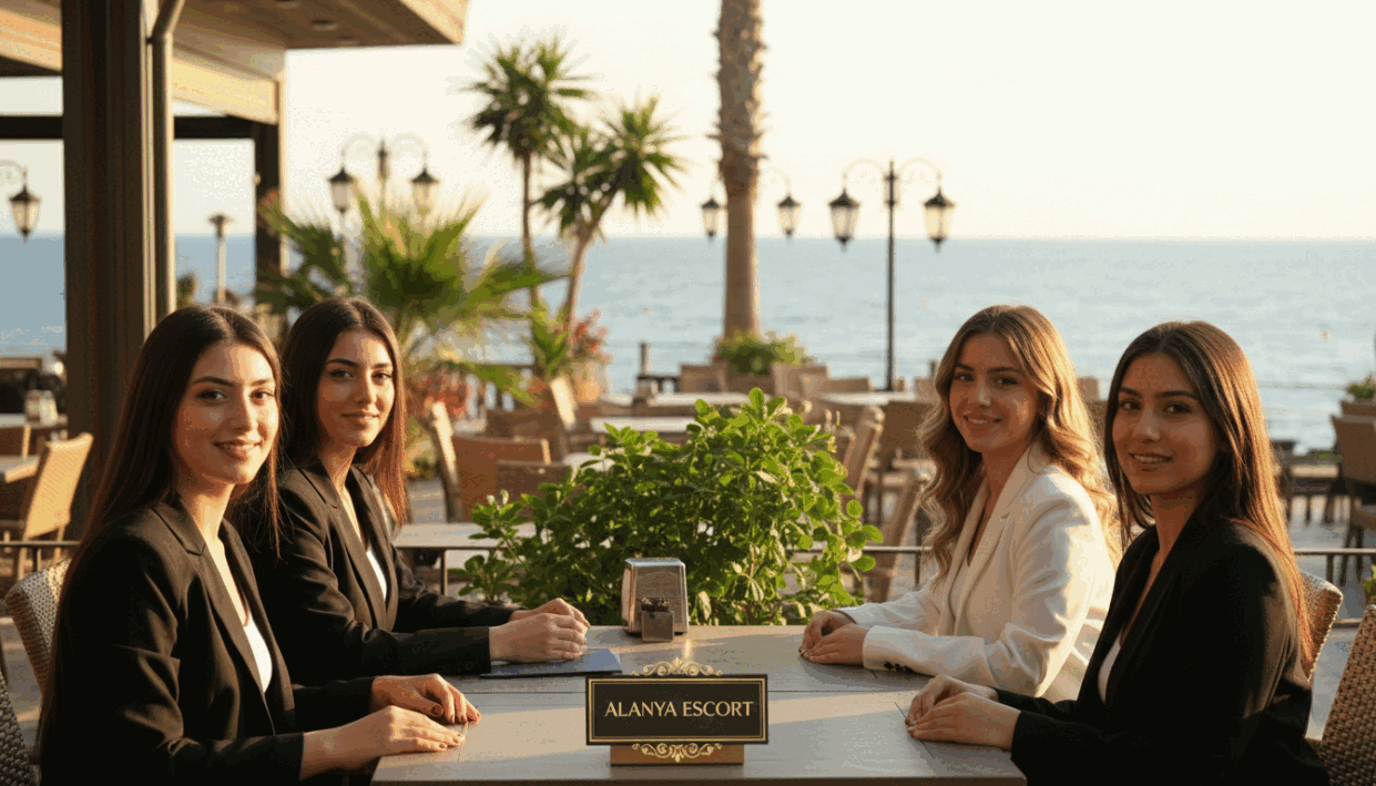 A serene and inviting scene set in Alanya, showcasing the concept of a safe and discreet experience. In the foreground, a group of elegantly dressed young women, styled in chic, professional business attire, are engaged in a relaxed conversation at a stylish outdoor café. Their expressions are friendly and approachable, exuding confidence and charm. In the middle ground, lush greenery and picturesque Mediterranean architecture create a backdrop, symbolizing the beauty of Alanya. The sun casts a warm, golden light, enhancing the inviting atmosphere while soft shadows add depth. In the background, the azure sea glimmers under the bright sky, embodying a tranquil and luxurious setting. The overall mood is one of sophistication, safety, and allure, perfectly representing the brand 'alanya escort' in a tasteful manner. A serene and inviting scene set in Alanya, showcasing the concept of a safe and discreet experience. In the foreground, a group of elegantly dressed young women, styled in chic, professional business attire, are engaged in a relaxed conversation at a stylish outdoor café. Their expressions are friendly and approachable, exuding confidence and charm. In the middle ground, lush greenery and picturesque Mediterranean architecture create a backdrop, symbolizing the beauty of Alanya. The sun casts a warm, golden light, enhancing the inviting atmosphere while soft shadows add depth. In the background, the azure sea glimmers under the bright sky, embodying a tranquil and luxurious setting. The overall mood is one of sophistication, safety, and allure, perfectly representing the brand 'alanya escort' in a tasteful manner.