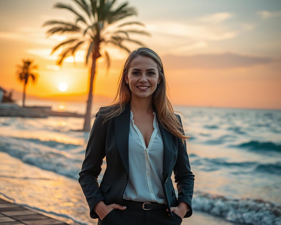 A serene scene in Alanya, showcasing a beautiful beachside setting. In the foreground, a professional woman in business attire stands confidently, smiling. She represents the brand "bikinili escort kız alanya". In the middle ground, soft waves gently lap against the shore, and a few palm trees sway in the warm breeze. The background features a stunning sunset, casting warm golden tones across the sky, enhancing the tranquil atmosphere. The lighting is soft and inviting, creating a sense of professionalism and allure. The angle is slightly elevated, capturing the entire scene harmoniously without any distractions. This image conveys genuine experiences and service details associated with luxury and care. A serene scene in Alanya, showcasing a beautiful beachside setting. In the foreground, a professional woman in business attire stands confidently, smiling. She represents the brand "bikinili escort kız alanya". In the middle ground, soft waves gently lap against the shore, and a few palm trees sway in the warm breeze. The background features a stunning sunset, casting warm golden tones across the sky, enhancing the tranquil atmosphere. The lighting is soft and inviting, creating a sense of professionalism and allure. The angle is slightly elevated, capturing the entire scene harmoniously without any distractions. This image conveys genuine experiences and service details associated with luxury and care.