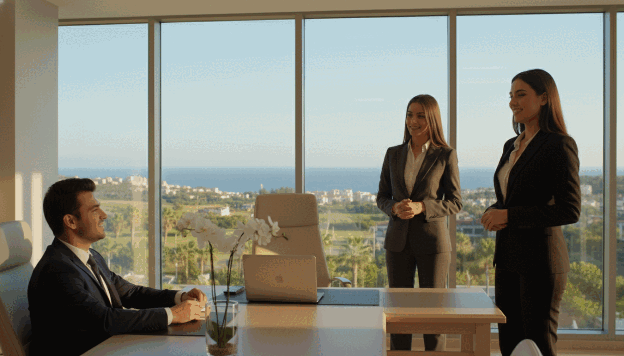 A sophisticated, elegantly arranged scene depicting a stylish office environment reflecting the essence of "Konaklı escort." In the foreground, a diverse group of three professionals in business attire are engaged in a friendly discussion, showcasing confidence and poise. The middle ground features a modern desk adorned with subtle decorations such as a classy vase and a chic laptop, symbolizing professionalism and quality service. In the background, large windows reveal a serene view of Konaklı, with lush greenery and a clear blue sky, creating a calming atmosphere. Soft, warm lighting enhances the inviting mood, while a slight focus on the foreground emphasizes the professionalism of the escort services. The image should resonate with sophistication, elegance, and a sense of trustworthiness in the escort services industry. A sophisticated, elegantly arranged scene depicting a stylish office environment reflecting the essence of "Konaklı escort." In the foreground, a diverse group of three professionals in business attire are engaged in a friendly discussion, showcasing confidence and poise. The middle ground features a modern desk adorned with subtle decorations such as a classy vase and a chic laptop, symbolizing professionalism and quality service. In the background, large windows reveal a serene view of Konaklı, with lush greenery and a clear blue sky, creating a calming atmosphere. Soft, warm lighting enhances the inviting mood, while a slight focus on the foreground emphasizes the professionalism of the escort services. The image should resonate with sophistication, elegance, and a sense of trustworthiness in the escort services industry.