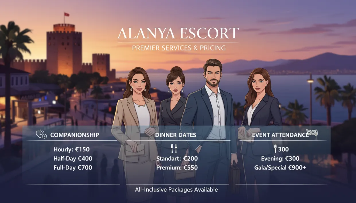 A visually engaging and informative illustration depicting the competitive pricing and services of "alanya escort" in a professional manner. In the foreground, showcase a sleek graphical representation of price comparisons, with attractive yet professional icons symbolizing different services like companionship, dinner dates, and event attendance. The middle layer should feature a tasteful arrangement of elegant business attire, representing various service providers, standing confidently in a high-end urban setting that reflects Alanya’s vibrant atmosphere. In the background, capture iconic Alanya landmarks subtly, like the Red Tower or Mediterranean views, bathed in soft, warm lighting at dusk. The mood should be sophisticated and inviting, emphasizing professionalism and trustworthiness. Focus on clarity and organization to allow readers to easily interpret the information presented. A visually engaging and informative illustration depicting the competitive pricing and services of "alanya escort" in a professional manner. In the foreground, showcase a sleek graphical representation of price comparisons, with attractive yet professional icons symbolizing different services like companionship, dinner dates, and event attendance. The middle layer should feature a tasteful arrangement of elegant business attire, representing various service providers, standing confidently in a high-end urban setting that reflects Alanya’s vibrant atmosphere. In the background, capture iconic Alanya landmarks subtly, like the Red Tower or Mediterranean views, bathed in soft, warm lighting at dusk. The mood should be sophisticated and inviting, emphasizing professionalism and trustworthiness. Focus on clarity and organization to allow readers to easily interpret the information presented.