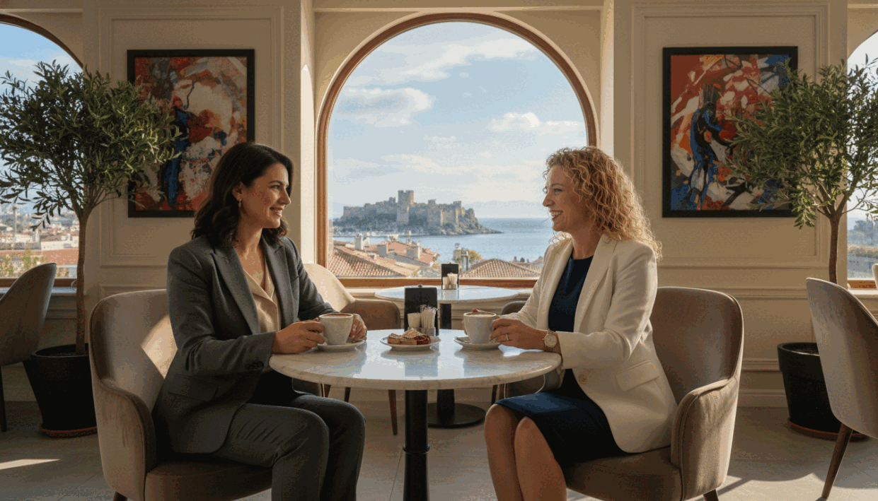 Alanya Escort girls, elegantly dressed in professional business attire, are depicted in a stylish café setting in Alanya. In the foreground, two women engage in a thoughtful conversation over coffee, with warm, welcoming smiles that convey charm and sophistication. The middle ground showcases a tastefully decorated café interior featuring lush plants and artfully arranged furniture, creating an inviting atmosphere. In the background, glimpses of the vibrant city of Alanya, including its historic architecture and azure coastline, enhance the cultural richness of the scene. The lighting is soft and natural, suggesting late afternoon, with golden sunlight filtering through large windows. The mood is relaxed yet refined, embodying the essence of navigating cultural norms and etiquette in a beautiful setting that encourages connection and conversation. Alanya Escort girls, elegantly dressed in professional business attire, are depicted in a stylish café setting in Alanya. In the foreground, two women engage in a thoughtful conversation over coffee, with warm, welcoming smiles that convey charm and sophistication. The middle ground showcases a tastefully decorated café interior featuring lush plants and artfully arranged furniture, creating an inviting atmosphere. In the background, glimpses of the vibrant city of Alanya, including its historic architecture and azure coastline, enhance the cultural richness of the scene. The lighting is soft and natural, suggesting late afternoon, with golden sunlight filtering through large windows. The mood is relaxed yet refined, embodying the essence of navigating cultural norms and etiquette in a beautiful setting that encourages connection and conversation.
