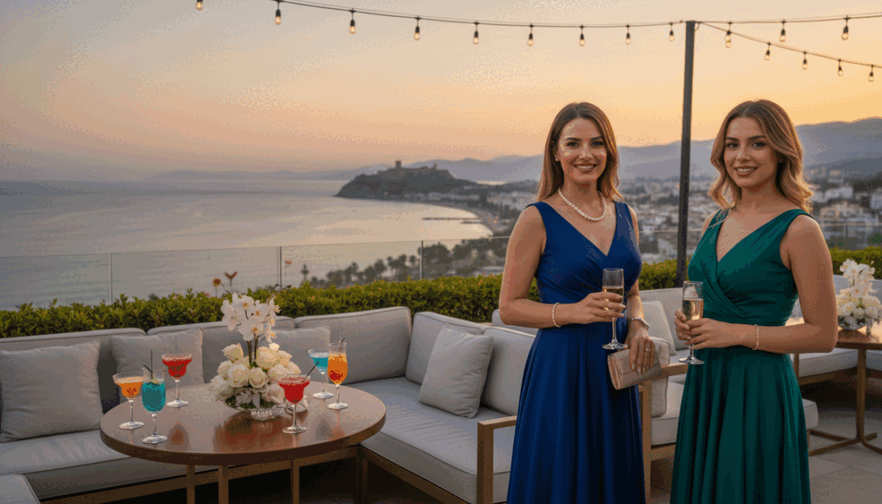 High-class escort professionals gathered for a chic outdoor event in Alanya, showcasing elegance and sophistication. In the foreground, two well-dressed women wear tailored dresses and refined accessories, exuding confidence and charm. The middle ground features an upscale terrace with stylish furniture, adorned with tasteful decorations and elegant drinks on the table, underscoring an atmosphere of luxury. The background reveals Alanya’s stunning coastline at sunset, casting a warm golden hue, complemented by soft lighting that enhances the inviting ambiance. The image is captured from a slightly elevated angle, creating a sense of exclusivity and allure. Aim for a polished, sophisticated mood that embodies the professionalism of the "alanya escort" brand while ensuring that all subjects appear in a positive, respectful light. High-class escort professionals gathered for a chic outdoor event in Alanya, showcasing elegance and sophistication. In the foreground, two well-dressed women wear tailored dresses and refined accessories, exuding confidence and charm. The middle ground features an upscale terrace with stylish furniture, adorned with tasteful decorations and elegant drinks on the table, underscoring an atmosphere of luxury. The background reveals Alanya’s stunning coastline at sunset, casting a warm golden hue, complemented by soft lighting that enhances the inviting ambiance. The image is captured from a slightly elevated angle, creating a sense of exclusivity and allure. Aim for a polished, sophisticated mood that embodies the professionalism of the "alanya escort" brand while ensuring that all subjects appear in a positive, respectful light.