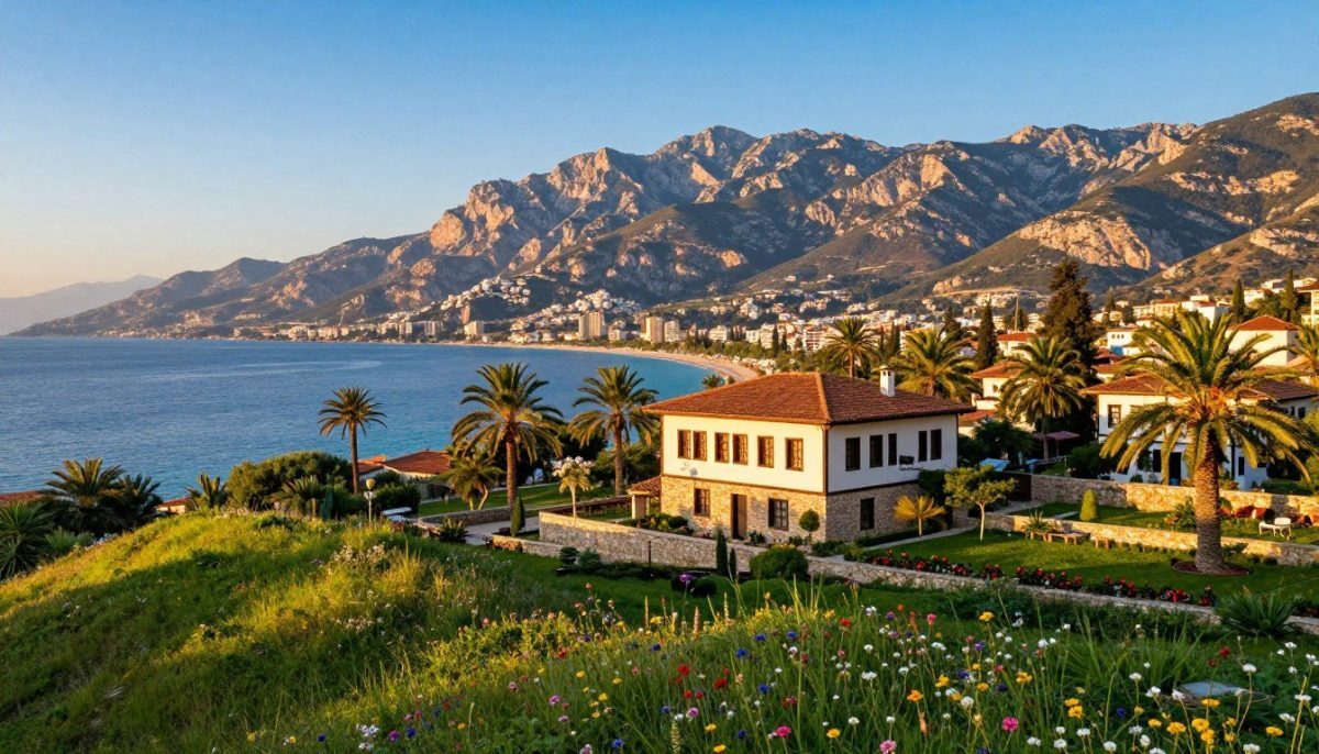 A breathtaking landscape of Alanya, capturing its stunning natural beauty and local culture. In the foreground, vibrant green hills adorned with colorful wildflowers gently slope down to a sparkling blue sea. In the middle ground, a quaint traditional stone house surrounded by lush palm trees and intricate gardens showcases the local architecture. In the background, the majestic Taurus Mountains rise against a clear azure sky, enhancing the sense of tranquility. The lighting is warm and inviting, suggesting a golden hour glow that hints at the beauty of sunset. The atmosphere feels serene and peaceful, inviting viewers to experience Alanya's charm. Incorporate subtle elements of "Alanya escort yüksek kalite" to reflect high-quality services in this picturesque setting, evoking a sense of luxury amidst the natural splendor. A breathtaking landscape of Alanya, capturing its stunning natural beauty and local culture. In the foreground, vibrant green hills adorned with colorful wildflowers gently slope down to a sparkling blue sea. In the middle ground, a quaint traditional stone house surrounded by lush palm trees and intricate gardens showcases the local architecture. In the background, the majestic Taurus Mountains rise against a clear azure sky, enhancing the sense of tranquility. The lighting is warm and inviting, suggesting a golden hour glow that hints at the beauty of sunset. The atmosphere feels serene and peaceful, inviting viewers to experience Alanya's charm. Incorporate subtle elements of "Alanya escort yüksek kalite" to reflect high-quality services in this picturesque setting, evoking a sense of luxury amidst the natural splendor.