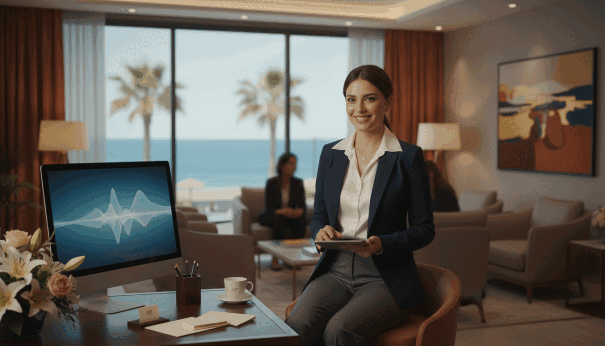 A chic and inviting office interior representing "Alanya party escort," designed for professionalism and comfort. In the foreground, a sleek desk with a computer, elegant stationery, and a tasteful bouquet of flowers. In the middle, a well-dressed professional, wearing business attire, engaging with clients through a friendly smile. The background features soft lighting, highlighting a sophisticated ambiance with modern decor, and softly blurred images of Alanya’s beautiful coastline through large windows. The overall mood is welcoming, combining professionalism and a sense of relaxation, appropriate for mature clients seeking escort services. Use a warm color palette to enhance the inviting atmosphere, captured from a medium angle to emphasize the setting and subject. A chic and inviting office interior representing "Alanya party escort," designed for professionalism and comfort. In the foreground, a sleek desk with a computer, elegant stationery, and a tasteful bouquet of flowers. In the middle, a well-dressed professional, wearing business attire, engaging with clients through a friendly smile. The background features soft lighting, highlighting a sophisticated ambiance with modern decor, and softly blurred images of Alanya’s beautiful coastline through large windows. The overall mood is welcoming, combining professionalism and a sense of relaxation, appropriate for mature clients seeking escort services. Use a warm color palette to enhance the inviting atmosphere, captured from a medium angle to emphasize the setting and subject.