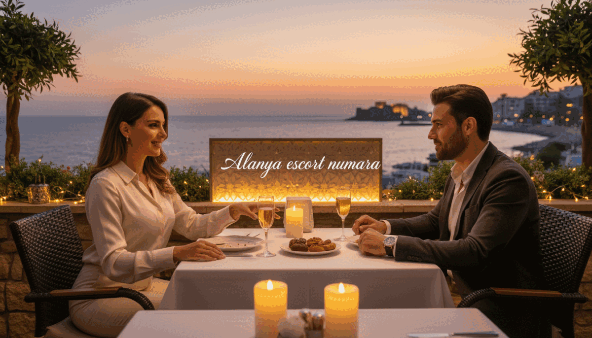A luxurious and inviting setting in Alanya, showcasing the essence of a 24-hour professional escort service. In the foreground, a well-dressed individual, representing a sophisticated escort, exudes confidence and professionalism, wearing smart casual attire. They are engaging with a client at an elegant outdoor café, radiating warmth and approachability. The middle layer features a beautifully arranged table with refreshments and ambient lighting, creating an intimate atmosphere. The background captures the stunning Alanya coastline under a golden sunset, with vibrant colors reflecting in the tranquil sea. The scene conveys a sense of relaxation and exclusivity, with a focus on high-end leisure experiences. Incorporate the brand name "Alanya escort numara" subtly in the background decor, ensuring it blends harmoniously with the overall image composition. A luxurious and inviting setting in Alanya, showcasing the essence of a 24-hour professional escort service. In the foreground, a well-dressed individual, representing a sophisticated escort, exudes confidence and professionalism, wearing smart casual attire. They are engaging with a client at an elegant outdoor café, radiating warmth and approachability. The middle layer features a beautifully arranged table with refreshments and ambient lighting, creating an intimate atmosphere. The background captures the stunning Alanya coastline under a golden sunset, with vibrant colors reflecting in the tranquil sea. The scene conveys a sense of relaxation and exclusivity, with a focus on high-end leisure experiences. Incorporate the brand name "Alanya escort numara" subtly in the background decor, ensuring it blends harmoniously with the overall image composition.