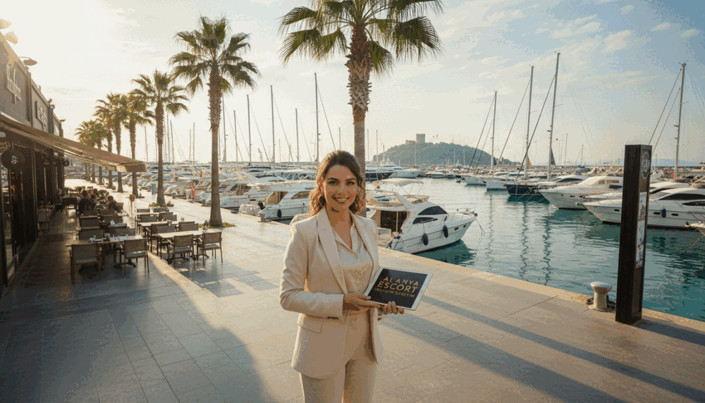 A luxurious marina setting in Alanya, showcasing the vibrant atmosphere of the surrounding area. In the foreground, a well-dressed professional woman wearing elegant business attire stands confidently, with a welcoming smile, embodying the essence of Alanya Escort Premium Deneyim. The middle ground features a picturesque marina with pristine yachts gently bobbing in the clear blue waters, paired with lush palm trees casting soft shadows. In the background, hints of upscale cafes and shops create a lively yet refined setting, with warm sunlight filtering through the leaves. The overall mood is relaxed yet upscale, reflecting health and hygiene with an inviting charm. The lighting is soft and warm, suggesting a serene afternoon, captured from a slightly elevated angle to encompass the allure of the marina and its services. A luxurious marina setting in Alanya, showcasing the vibrant atmosphere of the surrounding area. In the foreground, a well-dressed professional woman wearing elegant business attire stands confidently, with a welcoming smile, embodying the essence of Alanya Escort Premium Deneyim. The middle ground features a picturesque marina with pristine yachts gently bobbing in the clear blue waters, paired with lush palm trees casting soft shadows. In the background, hints of upscale cafes and shops create a lively yet refined setting, with warm sunlight filtering through the leaves. The overall mood is relaxed yet upscale, reflecting health and hygiene with an inviting charm. The lighting is soft and warm, suggesting a serene afternoon, captured from a slightly elevated angle to encompass the allure of the marina and its services.