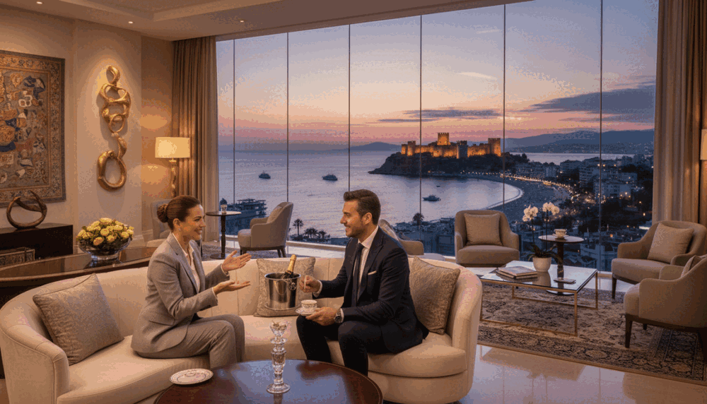 A luxurious setting representing the allure of Alanya, featuring an elegant lounge with soft ambient lighting. In the foreground, a stylishly dressed professional woman in a chic business outfit engages in conversation with a client, showcasing a warm and inviting atmosphere. The middle ground highlights tasteful decorations and plush seating, emphasizing sophistication. In the background, panoramic views of the stunning Alanya coastline can be seen through large glass windows, creating a captivating scene. The focus should be on the quality of service and customer satisfaction, subtly indicated by the ambiance. The overall mood should convey exclusivity and professionalism, making it suitable for the topic of "Alanya premium escort ücretler". A luxurious setting representing the allure of Alanya, featuring an elegant lounge with soft ambient lighting. In the foreground, a stylishly dressed professional woman in a chic business outfit engages in conversation with a client, showcasing a warm and inviting atmosphere. The middle ground highlights tasteful decorations and plush seating, emphasizing sophistication. In the background, panoramic views of the stunning Alanya coastline can be seen through large glass windows, creating a captivating scene. The focus should be on the quality of service and customer satisfaction, subtly indicated by the ambiance. The overall mood should convey exclusivity and professionalism, making it suitable for the topic of "Alanya premium escort ücretler".
