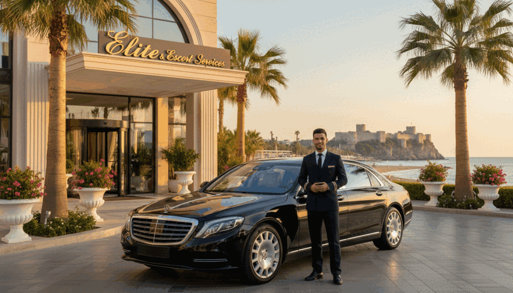 A luxurious transport service in Alanya, showcasing a sleek, high-end vehicle parked under the warm Mediterranean sun. In the foreground, a well-dressed driver wearing a smart uniform stands next to the car, exuding professionalism and readiness. The middle ground features an opulent hotel entrance adorned with palm trees and stylish decor, embodying elegance and exclusivity. The background captures the stunning Alanya coastline, with turquoise waters and scenic cliffs, enhancing the luxurious atmosphere. Soft, golden lighting accentuates the scene, creating a warm and inviting mood. This image conveys the premium quality of Alanya premium escort ücretler, emphasizing elite transport options in a sophisticated setting. A luxurious transport service in Alanya, showcasing a sleek, high-end vehicle parked under the warm Mediterranean sun. In the foreground, a well-dressed driver wearing a smart uniform stands next to the car, exuding professionalism and readiness. The middle ground features an opulent hotel entrance adorned with palm trees and stylish decor, embodying elegance and exclusivity. The background captures the stunning Alanya coastline, with turquoise waters and scenic cliffs, enhancing the luxurious atmosphere. Soft, golden lighting accentuates the scene, creating a warm and inviting mood. This image conveys the premium quality of Alanya premium escort ücretler, emphasizing elite transport options in a sophisticated setting.