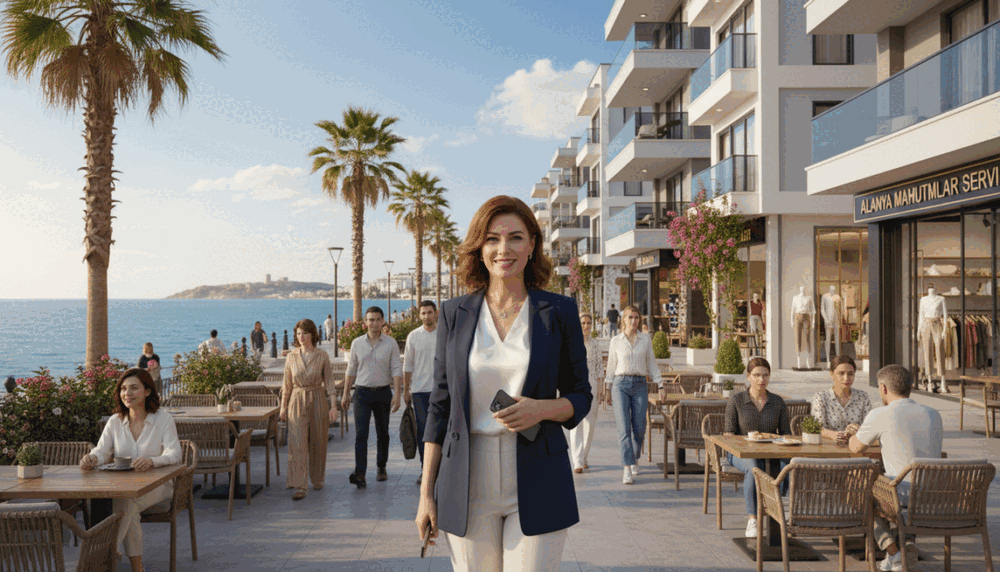 A picturesque coastal setting in Alanya Mahmutlar, showcasing a vibrant street scene filled with modern architecture and lush greenery. In the foreground, a professional woman in a stylish business outfit stands confidently, smiling and holding a smartphone, ready to assist clients. The middle ground features inviting cafes and shops, bustling with people enjoying their day. In the background, the stunning Mediterranean Sea sparkles under the warm sun, creating a serene atmosphere. The scene is bathed in soft, natural light, emphasizing the beauty of the surroundings. The overall mood is upbeat and welcoming, reflecting the quality and professionalism of the "alanya mahmutlar escort" service. The image should encapsulate the charm of the area while maintaining a dignified and respectful presentation. A picturesque coastal setting in Alanya Mahmutlar, showcasing a vibrant street scene filled with modern architecture and lush greenery. In the foreground, a professional woman in a stylish business outfit stands confidently, smiling and holding a smartphone, ready to assist clients. The middle ground features inviting cafes and shops, bustling with people enjoying their day. In the background, the stunning Mediterranean Sea sparkles under the warm sun, creating a serene atmosphere. The scene is bathed in soft, natural light, emphasizing the beauty of the surroundings. The overall mood is upbeat and welcoming, reflecting the quality and professionalism of the "alanya mahmutlar escort" service. The image should encapsulate the charm of the area while maintaining a dignified and respectful presentation.