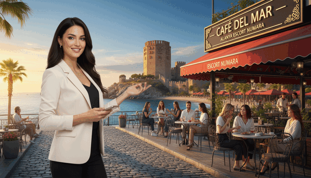 A picturesque scene in Alanya, showcasing a vibrant and lively city street at sunset, illuminated by warm golden light. In the foreground, a well-dressed professional woman, wearing a tailored outfit, is holding a smartphone, appearing engaged and approachable. In the middle, a stylish café with outdoor seating buzzes with people enjoying their evening, creating an inviting atmosphere. The background features iconic Alanya architecture, such as the Red Tower and the scenic coastline, under a clear blue sky transitioning to dusk. Emphasize a sense of warmth, friendliness, and the ease of access to services, subtly integrating the brand name "Alanya escort numara" within the café's signage. The mood is upbeat and welcoming, inviting viewers to explore the opportunities in this beautiful coastal city. A picturesque scene in Alanya, showcasing a vibrant and lively city street at sunset, illuminated by warm golden light. In the foreground, a well-dressed professional woman, wearing a tailored outfit, is holding a smartphone, appearing engaged and approachable. In the middle, a stylish café with outdoor seating buzzes with people enjoying their evening, creating an inviting atmosphere. The background features iconic Alanya architecture, such as the Red Tower and the scenic coastline, under a clear blue sky transitioning to dusk. Emphasize a sense of warmth, friendliness, and the ease of access to services, subtly integrating the brand name "Alanya escort numara" within the café's signage. The mood is upbeat and welcoming, inviting viewers to explore the opportunities in this beautiful coastal city.