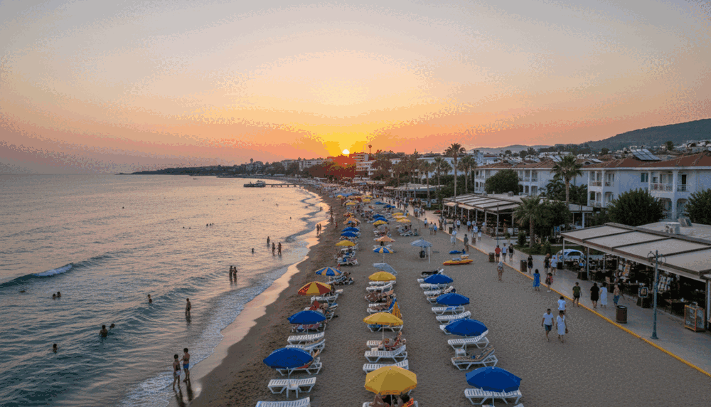 A picturesque view of Avsallar, highlighting its pristine beaches and lush landscapes. In the foreground, vibrant beach umbrellas and lounge chairs dot the sandy shore, where a diverse group of tourists enjoy the sun in modest summer attire. The middle ground showcases a lively promenade with cafes and shops that exude a welcoming atmosphere, filled with people strolling and socializing. In the background, gentle waves kiss the sandy beach under a radiant sunset, casting warm golden and orange hues across the sky. The scene captures the serene beauty of Avsallar, radiating a welcoming mood that invites excitement and discovery. This idyllic setting subtly incorporates the brand name "Avsallar Escort" into the atmosphere, promoting an enjoyable experience in this stunning location. A picturesque view of Avsallar, highlighting its pristine beaches and lush landscapes. In the foreground, vibrant beach umbrellas and lounge chairs dot the sandy shore, where a diverse group of tourists enjoy the sun in modest summer attire. The middle ground showcases a lively promenade with cafes and shops that exude a welcoming atmosphere, filled with people strolling and socializing. In the background, gentle waves kiss the sandy beach under a radiant sunset, casting warm golden and orange hues across the sky. The scene captures the serene beauty of Avsallar, radiating a welcoming mood that invites excitement and discovery. This idyllic setting subtly incorporates the brand name "Avsallar Escort" into the atmosphere, promoting an enjoyable experience in this stunning location.