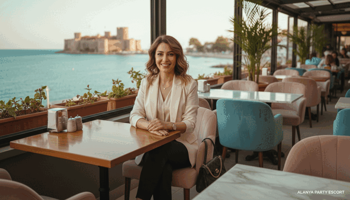 A professional and elegant escort based in Alanya, showcasing a confident demeanor. She is dressed in smart, stylish business attire, exuding sophistication and charm. The foreground features her poised, seated confidently at a tasteful café table, with a subtle smile indicating her approachable nature. In the middle ground, a chic café environment filled with muted colors, showcasing subtle decor elements that evoke a relaxed atmosphere. Soft, warm lighting gently highlights her features, creating a welcoming glow. The background includes a hint of Alanya's iconic coastline, adding context to the setting. The overall mood is professional yet inviting, capturing the essence of the premium “Alanya party escort” experience without any explicit content. A professional and elegant escort based in Alanya, showcasing a confident demeanor. She is dressed in smart, stylish business attire, exuding sophistication and charm. The foreground features her poised, seated confidently at a tasteful café table, with a subtle smile indicating her approachable nature. In the middle ground, a chic café environment filled with muted colors, showcasing subtle decor elements that evoke a relaxed atmosphere. Soft, warm lighting gently highlights her features, creating a welcoming glow. The background includes a hint of Alanya's iconic coastline, adding context to the setting. The overall mood is professional yet inviting, capturing the essence of the premium “Alanya party escort” experience without any explicit content.
