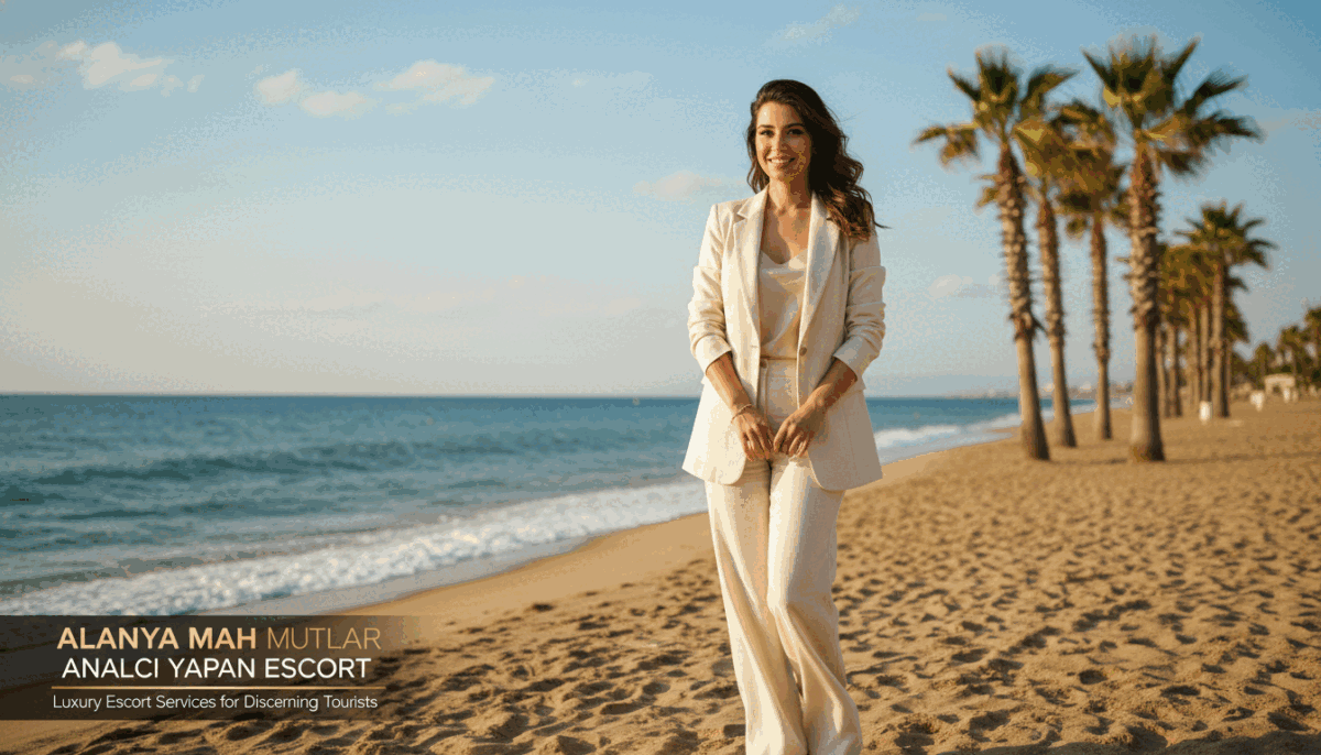 A professional and elegant escort woman in a chic, modest outfit, standing confidently on a vibrant beach in Alanya, Mahmutlar. She has a friendly smile and exudes approachability, with soft, inviting lighting that captures the warmth of the late afternoon sun. In the foreground, her confident pose suggests she is ready to provide exceptional service. In the middle ground, the beautiful, serene beach with gentle waves and palm trees swaying in the breeze adds to the relaxing atmosphere. The background features a stunning view of the Mediterranean Sea under a clear blue sky. The image reflects professionalism and warmth, ideal for showcasing special escort services to foreign tourists, associated with 'mahmutlar analcı yapan escort.' A professional and elegant escort woman in a chic, modest outfit, standing confidently on a vibrant beach in Alanya, Mahmutlar. She has a friendly smile and exudes approachability, with soft, inviting lighting that captures the warmth of the late afternoon sun. In the foreground, her confident pose suggests she is ready to provide exceptional service. In the middle ground, the beautiful, serene beach with gentle waves and palm trees swaying in the breeze adds to the relaxing atmosphere. The background features a stunning view of the Mediterranean Sea under a clear blue sky. The image reflects professionalism and warmth, ideal for showcasing special escort services to foreign tourists, associated with 'mahmutlar analcı yapan escort.'