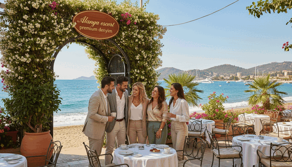 A professional and elegant scene depicting a charming outdoor café in Alanya, bustling with tourists and locals enjoying their day. In the foreground, a group of beautifully dressed individuals in smart business attire engage in lively conversation, showcasing a warm and friendly atmosphere. The middle ground features a well-maintained patio with stylish tables and greenery, surrounded by palm trees and colorful flowers. In the background, the stunning Mediterranean coastline glistens under the bright sun, with soft waves lapping against the shore. The lighting is soft yet vibrant, emphasizing a joyful mood typical of a sunny day in Alanya. Incorporate the brand name "Alanya escort premium deneyim" subtly integrated into the café's decor, ensuring it feels organic and part of the scene. A professional and elegant scene depicting a charming outdoor café in Alanya, bustling with tourists and locals enjoying their day. In the foreground, a group of beautifully dressed individuals in smart business attire engage in lively conversation, showcasing a warm and friendly atmosphere. The middle ground features a well-maintained patio with stylish tables and greenery, surrounded by palm trees and colorful flowers. In the background, the stunning Mediterranean coastline glistens under the bright sun, with soft waves lapping against the shore. The lighting is soft yet vibrant, emphasizing a joyful mood typical of a sunny day in Alanya. Incorporate the brand name "Alanya escort premium deneyim" subtly integrated into the café's decor, ensuring it feels organic and part of the scene.