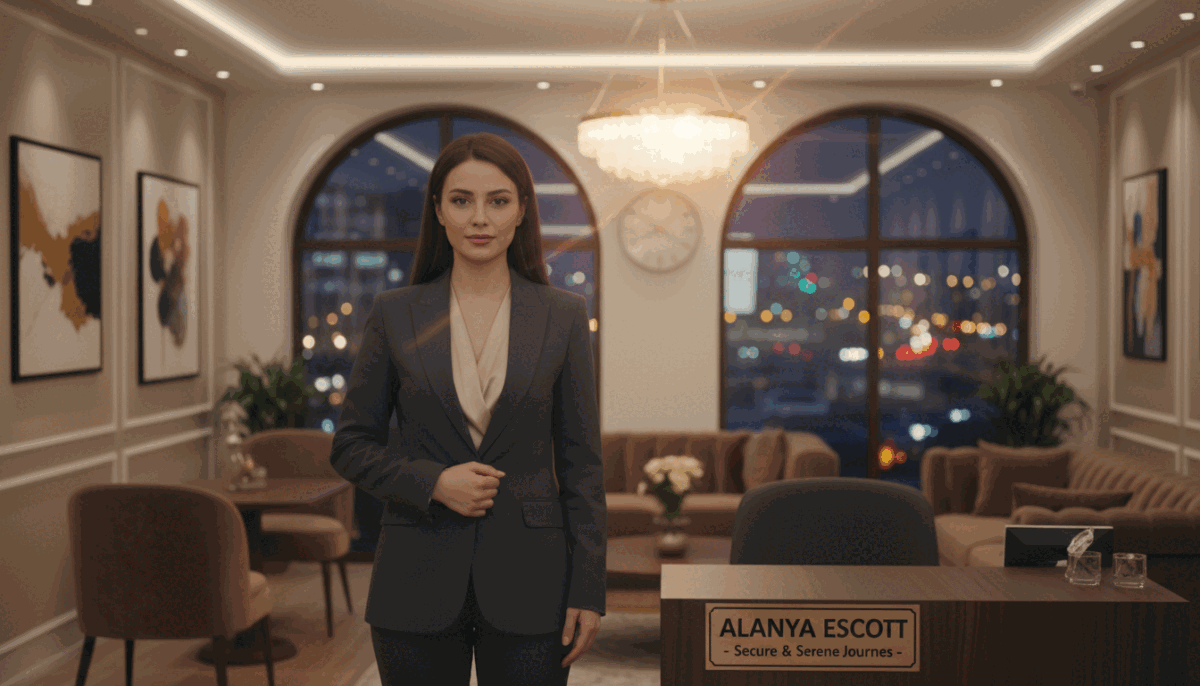 A professional and elegant scene depicting a secure escort service environment, designed to convey safety and assurance. In the foreground, a confident, well-dressed individual in business attire stands, exuding professionalism and trustworthiness. In the middle ground, a warm, inviting reception area is visible with sophisticated decor and soft, ambient lighting that creates a welcoming atmosphere. The background features subtle hints of a stylish urban setting in Alanya, suggesting a vibrant nightlife. The overall mood is one of comfort and reassurance, emphasizing a trustworthy and smooth experience with "alanya escort." Capture this scene using soft focus techniques to enhance the atmosphere, with a gentle lens flare from the light sources, creating a feeling of warmth and security. A professional and elegant scene depicting a secure escort service environment, designed to convey safety and assurance. In the foreground, a confident, well-dressed individual in business attire stands, exuding professionalism and trustworthiness. In the middle ground, a warm, inviting reception area is visible with sophisticated decor and soft, ambient lighting that creates a welcoming atmosphere. The background features subtle hints of a stylish urban setting in Alanya, suggesting a vibrant nightlife. The overall mood is one of comfort and reassurance, emphasizing a trustworthy and smooth experience with "alanya escort." Capture this scene using soft focus techniques to enhance the atmosphere, with a gentle lens flare from the light sources, creating a feeling of warmth and security.