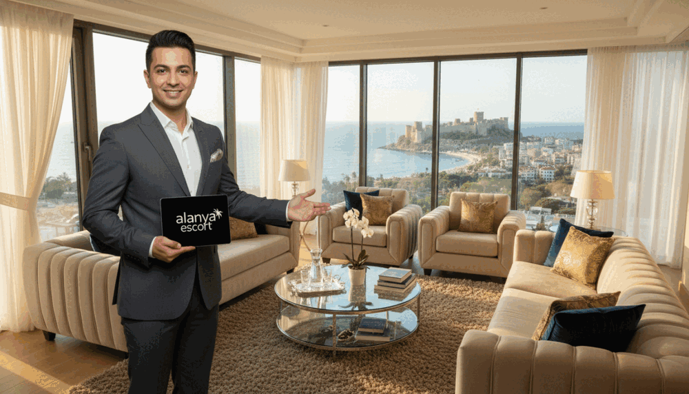 A professional and inviting scene depicting a luxurious living area in Alanya, highlighting elements associated with quality escort services. In the foreground, a smartly dressed individual in a stylish suit, exuding confidence and professionalism, stands with a welcoming demeanor. In the middle ground, an elegantly arranged seating area with plush sofas, soft cushions, and tasteful decor reflects a sense of comfort and sophistication. The background showcases large windows with a view of Alanya’s picturesque coastline, bathed in warm, natural light. The overall atmosphere is serene and upscale, emphasizing the high-quality experience associated with the brand "alanya escort." Capture this scene using a wide-angle lens to enhance the spaciousness, with soft, diffused lighting to create an inviting and luxurious ambiance. A professional and inviting scene depicting a luxurious living area in Alanya, highlighting elements associated with quality escort services. In the foreground, a smartly dressed individual in a stylish suit, exuding confidence and professionalism, stands with a welcoming demeanor. In the middle ground, an elegantly arranged seating area with plush sofas, soft cushions, and tasteful decor reflects a sense of comfort and sophistication. The background showcases large windows with a view of Alanya’s picturesque coastline, bathed in warm, natural light. The overall atmosphere is serene and upscale, emphasizing the high-quality experience associated with the brand "alanya escort." Capture this scene using a wide-angle lens to enhance the spaciousness, with soft, diffused lighting to create an inviting and luxurious ambiance.