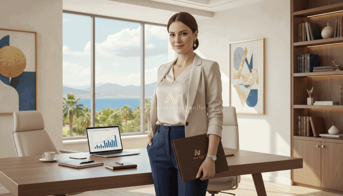 A professional businesswoman standing confidently in a chic office setting, representing "alanya mahmutlar escort." She is dressed in smart, modest business attire, exuding an air of professionalism and sophistication. The foreground features a stylish desk with a laptop and a notepad, symbolizing productivity and discretion. In the middle ground, a large window offers a view of a serene Mahmutlar landscape bathed in soft, natural light, creating an inviting atmosphere. The background showcases tasteful decor, enhancing the sense of security and privacy. The mood is calm and reassuring, emphasizing trust and confidentiality in a business context. The angle is slightly tilted, providing a dynamic perspective, while the colors are warm and welcoming, ensuring a safe-for-work environment. A professional businesswoman standing confidently in a chic office setting, representing "alanya mahmutlar escort." She is dressed in smart, modest business attire, exuding an air of professionalism and sophistication. The foreground features a stylish desk with a laptop and a notepad, symbolizing productivity and discretion. In the middle ground, a large window offers a view of a serene Mahmutlar landscape bathed in soft, natural light, creating an inviting atmosphere. The background showcases tasteful decor, enhancing the sense of security and privacy. The mood is calm and reassuring, emphasizing trust and confidentiality in a business context. The angle is slightly tilted, providing a dynamic perspective, while the colors are warm and welcoming, ensuring a safe-for-work environment.