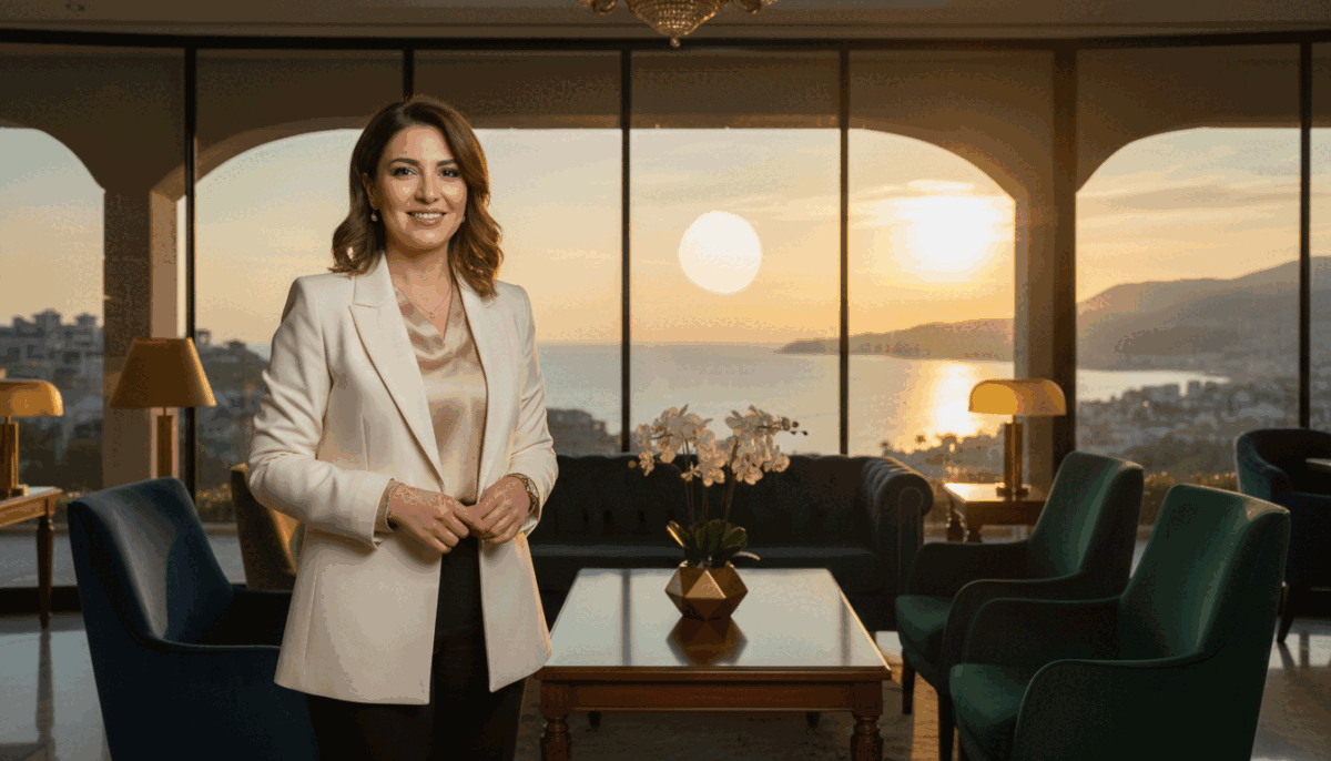 A professional, elegant scene depicting a luxurious setting in Alanya. In the foreground, a sophisticated woman dressed in modest yet chic business attire stands confidently, smiling warmly, exuding charm and professionalism. The middle ground showcases a stylish lounge area with plush seating, tasteful decor, and soft ambient lighting, creating a welcoming atmosphere. In the background, panoramic views of Alanya’s stunning coastline can be seen through large windows, with the sun setting, casting warm hues of orange and golden light throughout the space. The overall mood is inviting and refined, emphasizing trust and premium service, perfectly capturing the essence of "alanya escort" for clients seeking a secure and enjoyable experience in Alanya. A professional, elegant scene depicting a luxurious setting in Alanya. In the foreground, a sophisticated woman dressed in modest yet chic business attire stands confidently, smiling warmly, exuding charm and professionalism. The middle ground showcases a stylish lounge area with plush seating, tasteful decor, and soft ambient lighting, creating a welcoming atmosphere. In the background, panoramic views of Alanya’s stunning coastline can be seen through large windows, with the sun setting, casting warm hues of orange and golden light throughout the space. The overall mood is inviting and refined, emphasizing trust and premium service, perfectly capturing the essence of "alanya escort" for clients seeking a secure and enjoyable experience in Alanya.