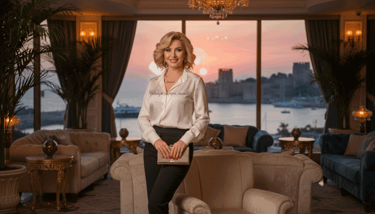 A professional escort in a vibrant and elegant setting in Alanya, showcasing the essence of luxury and companionship. In the foreground, a stylish woman with blonde hair, dressed in smart casual attire, exudes confidence and warmth. The middle ground features a beautifully arranged lounge area with soft seating, lush plants, and ambient lighting, suggesting a welcoming atmosphere. In the background, a glimpse of Alanya's stunning Mediterranean coastline and historical architecture can be seen, bathed in the golden glow of sunset. The scene should convey a sense of relaxation and sophistication, ideal for escort services. Emphasize the brand name "alanya sarışın escort". Capture the mood of elegance and professionalism, using soft focus and warm lighting to enhance the inviting atmosphere. A professional escort in a vibrant and elegant setting in Alanya, showcasing the essence of luxury and companionship. In the foreground, a stylish woman with blonde hair, dressed in smart casual attire, exudes confidence and warmth. The middle ground features a beautifully arranged lounge area with soft seating, lush plants, and ambient lighting, suggesting a welcoming atmosphere. In the background, a glimpse of Alanya's stunning Mediterranean coastline and historical architecture can be seen, bathed in the golden glow of sunset. The scene should convey a sense of relaxation and sophistication, ideal for escort services. Emphasize the brand name "alanya sarışın escort". Capture the mood of elegance and professionalism, using soft focus and warm lighting to enhance the inviting atmosphere.