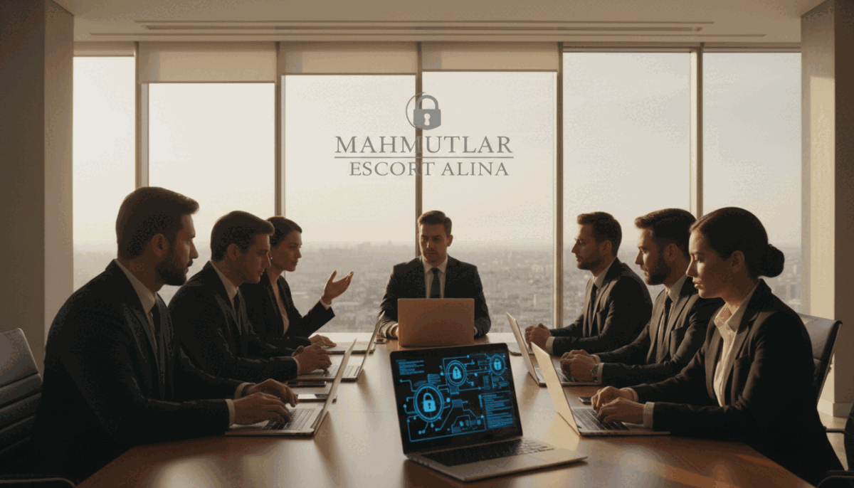 A professional meeting setting focused on security and privacy, depicting a sleek conference room. In the foreground, a diverse group of business professionals in suits discussing strategies. On the table, laptops open with secure digital connections displayed on screens. The middle holds a glass partition with the branding "mahmutlar escort alina" subtly visible, exuding a sense of professionalism. In the background, large windows with cityscape views allow natural light to illuminate the space. The atmosphere is serious yet collaborative, conveying trust and discretion. Capture the scene using a wide-angle lens to emphasize the depth of the room, with warm, soft lighting to create a welcoming environment while ensuring a clear focus on the discussions happening. A professional meeting setting focused on security and privacy, depicting a sleek conference room. In the foreground, a diverse group of business professionals in suits discussing strategies. On the table, laptops open with secure digital connections displayed on screens. The middle holds a glass partition with the branding "mahmutlar escort alina" subtly visible, exuding a sense of professionalism. In the background, large windows with cityscape views allow natural light to illuminate the space. The atmosphere is serious yet collaborative, conveying trust and discretion. Capture the scene using a wide-angle lens to emphasize the depth of the room, with warm, soft lighting to create a welcoming environment while ensuring a clear focus on the discussions happening.