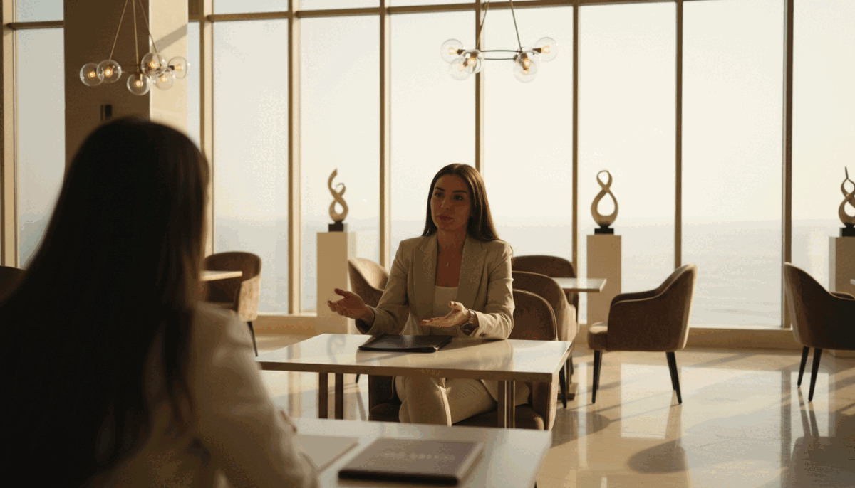 A serene and elegant consultation scene set in a stylish, upscale lounge in Alanya Mahmutlar. In the foreground, a professional woman dressed in smart business attire sits at a sleek table, exuding confidence and professionalism. She is engaged in a thoughtful conversation with a client, who remains out of focus. In the middle ground, tastefully arranged decorative elements, such as modern art pieces and elegant lighting fixtures, enhance the atmosphere. The background features large windows with a soft sea view, filtered sunlight casting a warm glow throughout the space. The overall mood is sophisticated and inviting, capturing the essence of the "alanya mahmutlar escort" experience while emphasizing the importance of professionalism and discretion. A serene and elegant consultation scene set in a stylish, upscale lounge in Alanya Mahmutlar. In the foreground, a professional woman dressed in smart business attire sits at a sleek table, exuding confidence and professionalism. She is engaged in a thoughtful conversation with a client, who remains out of focus. In the middle ground, tastefully arranged decorative elements, such as modern art pieces and elegant lighting fixtures, enhance the atmosphere. The background features large windows with a soft sea view, filtered sunlight casting a warm glow throughout the space. The overall mood is sophisticated and inviting, capturing the essence of the "alanya mahmutlar escort" experience while emphasizing the importance of professionalism and discretion.
