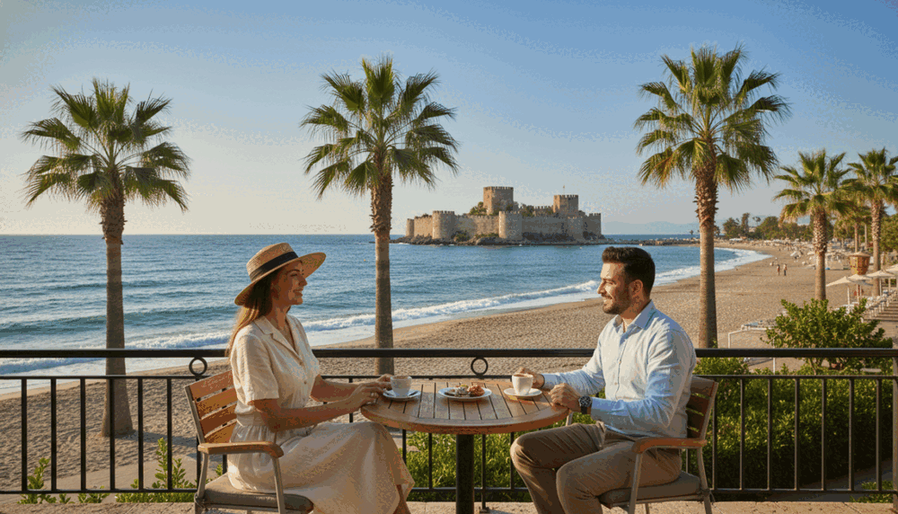 A serene and elegant scene showcasing the essence of luxury and discretion in Alanya. In the foreground, a professional-looking individual in modest, well-tailored attire is seated at a tasteful café table, engaged in a relaxed conversation. The middle ground features a beautiful view of Alanya’s coastal landscape, with gentle waves lapping at the shore under the bright sun. Palm trees sway softly in the breeze, adding to the tranquil atmosphere. In the background, the iconic Alanya Castle stands majestically against a clear blue sky, symbolizing the charm of the region. Soft natural lighting bathes the scene, evoking a sense of warmth and comfort. The overall mood is sophisticated and inviting, encapsulating the essence of the “Alanya escort” experience—quality, reliability, and confidentiality. A serene and elegant scene showcasing the essence of luxury and discretion in Alanya. In the foreground, a professional-looking individual in modest, well-tailored attire is seated at a tasteful café table, engaged in a relaxed conversation. The middle ground features a beautiful view of Alanya’s coastal landscape, with gentle waves lapping at the shore under the bright sun. Palm trees sway softly in the breeze, adding to the tranquil atmosphere. In the background, the iconic Alanya Castle stands majestically against a clear blue sky, symbolizing the charm of the region. Soft natural lighting bathes the scene, evoking a sense of warmth and comfort. The overall mood is sophisticated and inviting, encapsulating the essence of the “Alanya escort” experience—quality, reliability, and confidentiality.