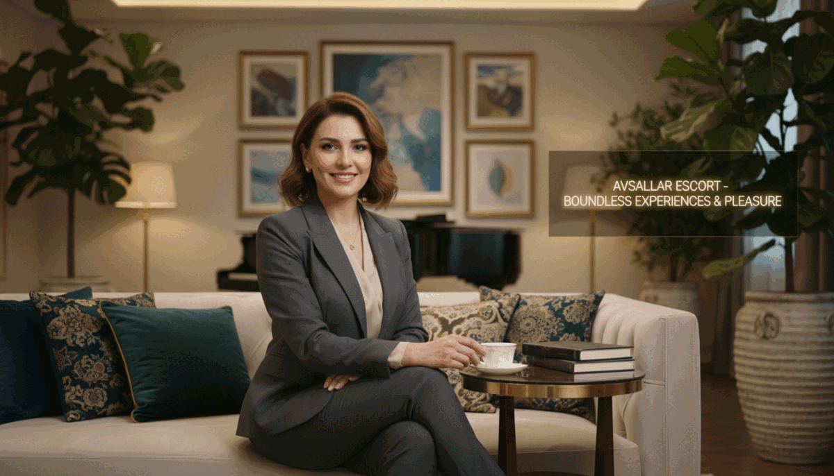 A serene and elegant setting in a luxurious, softly lit lounge, featuring a confident, poised woman in professional business attire. She has an inviting smile, exuding warmth and approachability. Her hair is styled neatly, and she is seated comfortably on a plush sofa with decorative cushions. The background showcases tastefully chosen art pieces and lush indoor plants, creating a welcoming atmosphere. Soft ambient lighting enhances the warmth of the room, making it feel intimate yet classy. The focus is on the woman in the foreground, while subtle elements in the middle ground suggest sophistication. This image reflects the theme of boundless experiences and pleasure, embodying the essence of "avsallar escort." A serene and elegant setting in a luxurious, softly lit lounge, featuring a confident, poised woman in professional business attire. She has an inviting smile, exuding warmth and approachability. Her hair is styled neatly, and she is seated comfortably on a plush sofa with decorative cushions. The background showcases tastefully chosen art pieces and lush indoor plants, creating a welcoming atmosphere. Soft ambient lighting enhances the warmth of the room, making it feel intimate yet classy. The focus is on the woman in the foreground, while subtle elements in the middle ground suggest sophistication. This image reflects the theme of boundless experiences and pleasure, embodying the essence of "avsallar escort."