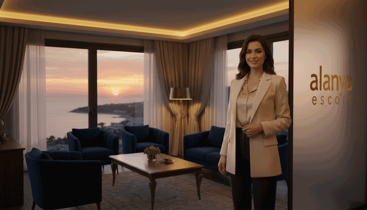 A serene and elegant setting showcasing the essence of "Güvenilir Alanya Eskort Hizmetleri". In the foreground, a confident and professional young woman dressed in smart casual attire stands with a welcoming smile, embodying trust and approachability. The middle layer features a tastefully decorated room with soft, ambient lighting that bathes the scene in warmth. Subtle decor elements suggest a sense of luxury and privacy, such as plush furnishings and soft drapes. In the background, large windows reveal a tranquil view of Alanya’s stunning coastline at sunset, casting a golden hue into the space. The overall atmosphere is calm and inviting, evoking feelings of reliability and discretion. The brand name "alanya escort" subtly integrated into the ambiance enhances the theme of professionalism and trusts in escort services. A serene and elegant setting showcasing the essence of "Güvenilir Alanya Eskort Hizmetleri". In the foreground, a confident and professional young woman dressed in smart casual attire stands with a welcoming smile, embodying trust and approachability. The middle layer features a tastefully decorated room with soft, ambient lighting that bathes the scene in warmth. Subtle decor elements suggest a sense of luxury and privacy, such as plush furnishings and soft drapes. In the background, large windows reveal a tranquil view of Alanya’s stunning coastline at sunset, casting a golden hue into the space. The overall atmosphere is calm and inviting, evoking feelings of reliability and discretion. The brand name "alanya escort" subtly integrated into the ambiance enhances the theme of professionalism and trusts in escort services.