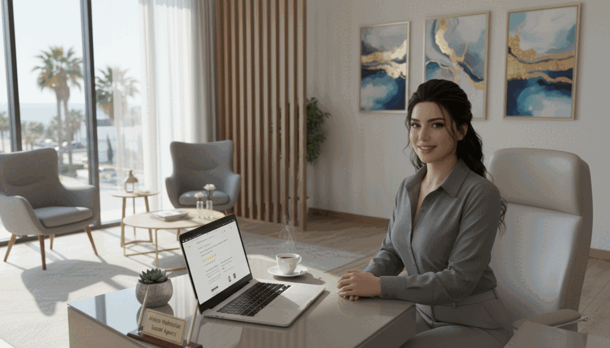 A serene and inviting office space showcasing a professional environment related to "alanya mahmutlar escort". In the foreground, a well-dressed woman in a modest business outfit sits at a sleek desk with a laptop open, offering a warm smile as she reads customer feedback. The middle ground features a stylishly arranged waiting area with comfortable seating and elegant decor that emphasizes privacy and comfort. Soft, natural lighting filters through the large windows, creating an inviting atmosphere. In the background, abstract art decorates the walls, suggesting an upscale ambiance. The overall mood is welcoming and trustworthy, perfect for showcasing customer reviews and feedback about the agency’s services. A serene and inviting office space showcasing a professional environment related to "alanya mahmutlar escort". In the foreground, a well-dressed woman in a modest business outfit sits at a sleek desk with a laptop open, offering a warm smile as she reads customer feedback. The middle ground features a stylishly arranged waiting area with comfortable seating and elegant decor that emphasizes privacy and comfort. Soft, natural lighting filters through the large windows, creating an inviting atmosphere. In the background, abstract art decorates the walls, suggesting an upscale ambiance. The overall mood is welcoming and trustworthy, perfect for showcasing customer reviews and feedback about the agency’s services.