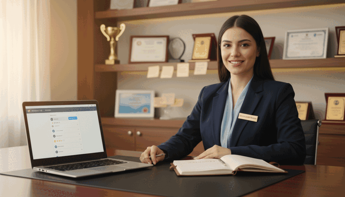 A serene and inviting setting that embodies customer satisfaction, featuring a well-dressed professional in a tasteful business environment. Foreground: A polished desk with a laptop open, showing a customer service interface, along with a notepad and a pen, symbolizing engagement and feedback. Middle: A smiling professional in business attire, representing the "Alanya escort numara," exuding approachability and trust. Background: Subtly blurred shelves with awards and customer testimonials, enhancing the theme of excellence and reliability. Lighting: Soft, warm tones that create an inviting atmosphere, while providing clear visibility of facial expressions. Angle: A slight low-angle shot to convey professionalism and authority. Overall mood: Positive, secure, and reassuring, reflecting the commitment to customer satisfaction and discreet service. A serene and inviting setting that embodies customer satisfaction, featuring a well-dressed professional in a tasteful business environment. Foreground: A polished desk with a laptop open, showing a customer service interface, along with a notepad and a pen, symbolizing engagement and feedback. Middle: A smiling professional in business attire, representing the "Alanya escort numara," exuding approachability and trust. Background: Subtly blurred shelves with awards and customer testimonials, enhancing the theme of excellence and reliability. Lighting: Soft, warm tones that create an inviting atmosphere, while providing clear visibility of facial expressions. Angle: A slight low-angle shot to convey professionalism and authority. Overall mood: Positive, secure, and reassuring, reflecting the commitment to customer satisfaction and discreet service.