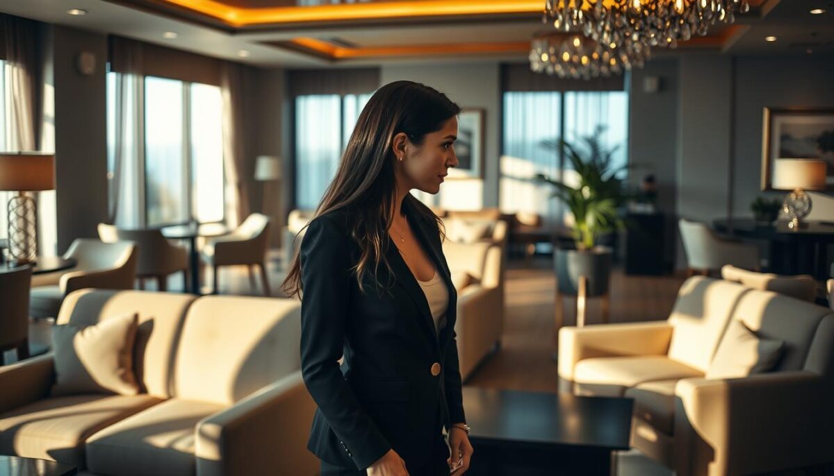 A serene and professional scene depicting an upscale lounge in Alanya, reflecting the essence of "Alanya escort yaz tatili". In the foreground, a stylishly dressed professional woman in elegant business attire engages with a client, their expressions conveying trust and discretion. The middle of the image showcases plush seating arrangements with ambient lighting, creating an intimate atmosphere. Soft shadows dance across the well-furnished space, emphasizing comfort and luxury. The background features subtle decor elements like tasteful art and greenery, enhancing the privacy and security theme. The overall mood is inviting yet sophisticated, capturing the essence of safety and confidentiality in a high-end service setting. Natural light filters through large windows, adding warmth to the scene. A serene and professional scene depicting an upscale lounge in Alanya, reflecting the essence of "Alanya escort yaz tatili". In the foreground, a stylishly dressed professional woman in elegant business attire engages with a client, their expressions conveying trust and discretion. The middle of the image showcases plush seating arrangements with ambient lighting, creating an intimate atmosphere. Soft shadows dance across the well-furnished space, emphasizing comfort and luxury. The background features subtle decor elements like tasteful art and greenery, enhancing the privacy and security theme. The overall mood is inviting yet sophisticated, capturing the essence of safety and confidentiality in a high-end service setting. Natural light filters through large windows, adding warmth to the scene.