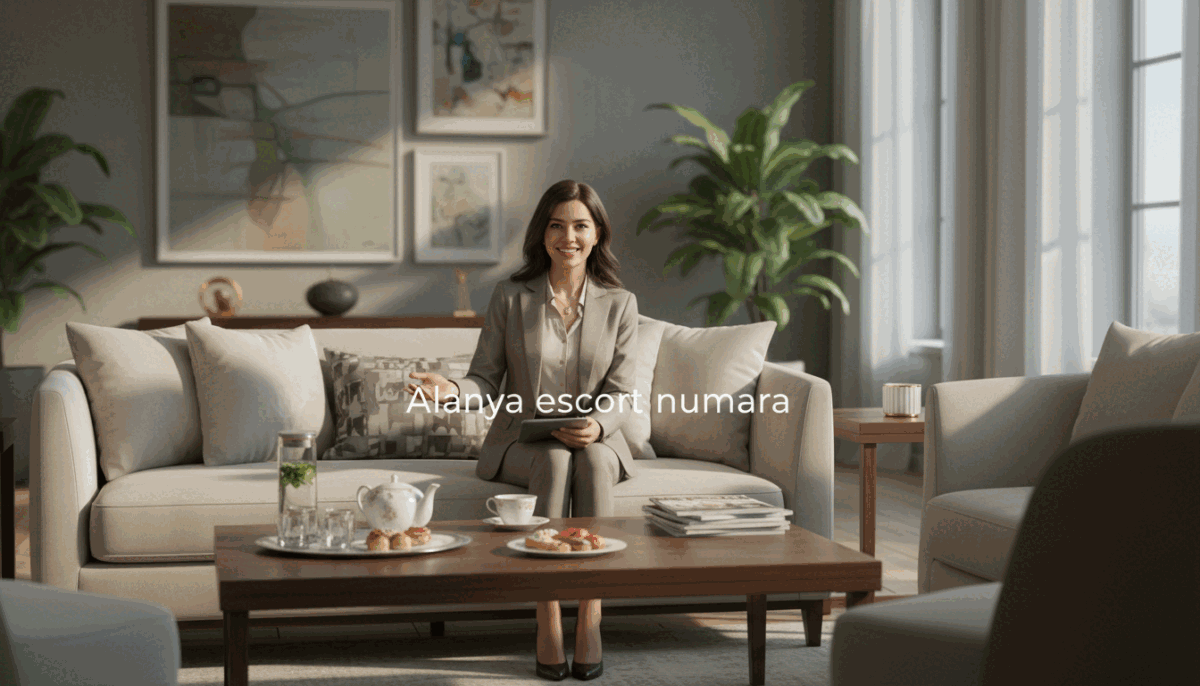 A serene and welcoming scene depicting a professional and elegant lounge area designed for customer satisfaction. In the foreground, a neatly arranged coffee table with fine tea and refreshments signaling hospitality. Midground features a warm, inviting sofa with plush cushions, where a well-dressed individual in business attire sits, exuding confidence and approachability. The background showcases softly lit decorative elements with modern artwork and lush greenery that enhance comfort. Natural light streams in through large windows, creating a tranquil atmosphere. The image should embody a sense of professionalism and warmth, representing the essence of "Alanya escort numara" in a sophisticated, Safe For Work manner. Ensure the composition has a balanced focus, with a slightly blurred background for depth. A serene and welcoming scene depicting a professional and elegant lounge area designed for customer satisfaction. In the foreground, a neatly arranged coffee table with fine tea and refreshments signaling hospitality. Midground features a warm, inviting sofa with plush cushions, where a well-dressed individual in business attire sits, exuding confidence and approachability. The background showcases softly lit decorative elements with modern artwork and lush greenery that enhance comfort. Natural light streams in through large windows, creating a tranquil atmosphere. The image should embody a sense of professionalism and warmth, representing the essence of "Alanya escort numara" in a sophisticated, Safe For Work manner. Ensure the composition has a balanced focus, with a slightly blurred background for depth.