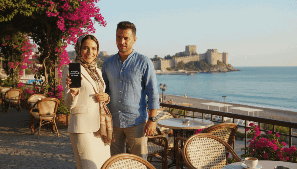 A serene scene capturing the travel experience in Alanya, focusing on a professional and modestly dressed female companion engaging with a tourist in a picturesque outdoor setting. In the foreground, the woman wears elegant business attire, exuding confidence and approachability while holding a smartphone that subtly references "Alanya escort numara" on its screen. The middle ground features a beautifully adorned café terrace with blooming bougainvilleas, showcasing a bright sunny day. The background presents the stunning Alanya coastline and historical castle against a clear blue sky. Soft, ambient lighting casts gentle shadows, enhancing the relaxed atmosphere of companionship and exploration. The composition conveys a sense of trust and adventure, perfect for highlighting discreet and reliable services. A serene scene capturing the travel experience in Alanya, focusing on a professional and modestly dressed female companion engaging with a tourist in a picturesque outdoor setting. In the foreground, the woman wears elegant business attire, exuding confidence and approachability while holding a smartphone that subtly references "Alanya escort numara" on its screen. The middle ground features a beautifully adorned café terrace with blooming bougainvilleas, showcasing a bright sunny day. The background presents the stunning Alanya coastline and historical castle against a clear blue sky. Soft, ambient lighting casts gentle shadows, enhancing the relaxed atmosphere of companionship and exploration. The composition conveys a sense of trust and adventure, perfect for highlighting discreet and reliable services.