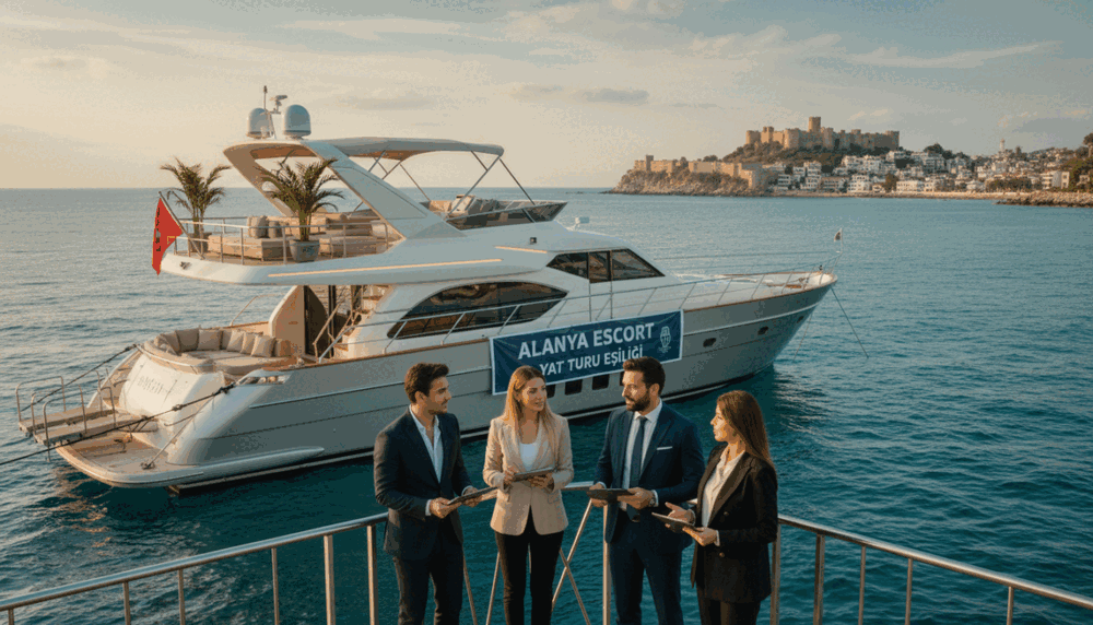 A sophisticated and elegant scene depicting the "Hizmet Sürecinde Beklentiler" in the Alanya escort service process. In the foreground, a diverse group of well-dressed professionals in smart business attire engaging in a conversation, exuding confidence and professionalism. In the middle, a luxurious yacht representing "Alanya escort yat turu eşliği," anchored gracefully with stunning views of Alanya’s coastline in the background. Soft sunlight highlights the scene, creating a warm and inviting atmosphere. The background features the tranquil Mediterranean Sea and picturesque hills, while the yacht is embellished with stylish decor to signify luxury and exclusivity. The overall mood is refined, sophisticated, and welcoming, illustrating high expectations and quality service in the escort industry. A sophisticated and elegant scene depicting the "Hizmet Sürecinde Beklentiler" in the Alanya escort service process. In the foreground, a diverse group of well-dressed professionals in smart business attire engaging in a conversation, exuding confidence and professionalism. In the middle, a luxurious yacht representing "Alanya escort yat turu eşliği," anchored gracefully with stunning views of Alanya’s coastline in the background. Soft sunlight highlights the scene, creating a warm and inviting atmosphere. The background features the tranquil Mediterranean Sea and picturesque hills, while the yacht is embellished with stylish decor to signify luxury and exclusivity. The overall mood is refined, sophisticated, and welcoming, illustrating high expectations and quality service in the escort industry.