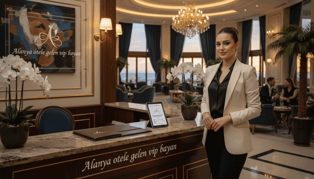 A sophisticated and elegant scene showcasing the concept of a high-end escort agency in Alanya, reflecting a sense of professionalism and luxury. In the foreground, a well-dressed female representative, wearing stylish business attire, stands beside a beautifully arranged reception area with elegant decor. The middle of the image features a tasteful display of contact information, such as a sleek tablet or brochure casually placed on a polished table. The background highlights a tasteful, luxurious hotel lobby in Alanya, with soft, warm lighting casting a welcoming glow. The atmosphere is inviting and discreet, emphasizing elite daily escort services. The brand name "Alanya otele gelen vip bayan" is subtly incorporated into the decor, ensuring the focus remains on professionalism and service excellence. The overall mood conveys sophistication and respectability, capturing the essence of elite services. A sophisticated and elegant scene showcasing the concept of a high-end escort agency in Alanya, reflecting a sense of professionalism and luxury. In the foreground, a well-dressed female representative, wearing stylish business attire, stands beside a beautifully arranged reception area with elegant decor. The middle of the image features a tasteful display of contact information, such as a sleek tablet or brochure casually placed on a polished table. The background highlights a tasteful, luxurious hotel lobby in Alanya, with soft, warm lighting casting a welcoming glow. The atmosphere is inviting and discreet, emphasizing elite daily escort services. The brand name "Alanya otele gelen vip bayan" is subtly incorporated into the decor, ensuring the focus remains on professionalism and service excellence. The overall mood conveys sophistication and respectability, capturing the essence of elite services.