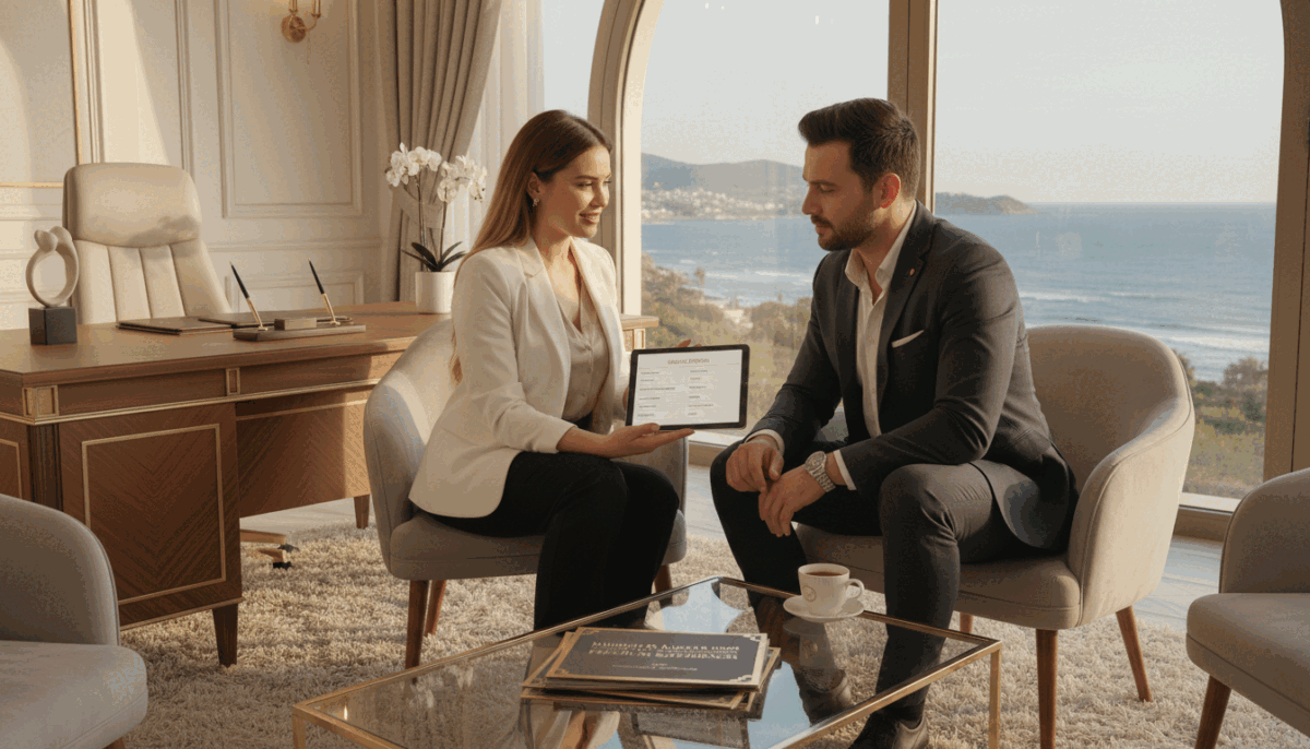 A sophisticated and inviting scene showcasing a luxurious office environment, featuring an elegant desk adorned with tasteful decor. In the foreground, a professional-looking woman in modest business attire, exuding confidence and approachability, engaging with a client. She is seated, leaning slightly forward, holding a digital tablet displaying service options. In the middle ground, a stylish coffee table with brochures about "mahmutlar analcı yapan escort" services on display, emphasizing professionalism and quality. Soft, ambient lighting casts a warm glow throughout the room, creating an inviting atmosphere. Large windows in the background reveal the tranquil view of Mahmutlar's coastal landscape, hinting at relaxation and exclusivity. The overall mood reflects professionalism and reliability, suitable for showcasing premium escort services. A sophisticated and inviting scene showcasing a luxurious office environment, featuring an elegant desk adorned with tasteful decor. In the foreground, a professional-looking woman in modest business attire, exuding confidence and approachability, engaging with a client. She is seated, leaning slightly forward, holding a digital tablet displaying service options. In the middle ground, a stylish coffee table with brochures about "mahmutlar analcı yapan escort" services on display, emphasizing professionalism and quality. Soft, ambient lighting casts a warm glow throughout the room, creating an inviting atmosphere. Large windows in the background reveal the tranquil view of Mahmutlar's coastal landscape, hinting at relaxation and exclusivity. The overall mood reflects professionalism and reliability, suitable for showcasing premium escort services.