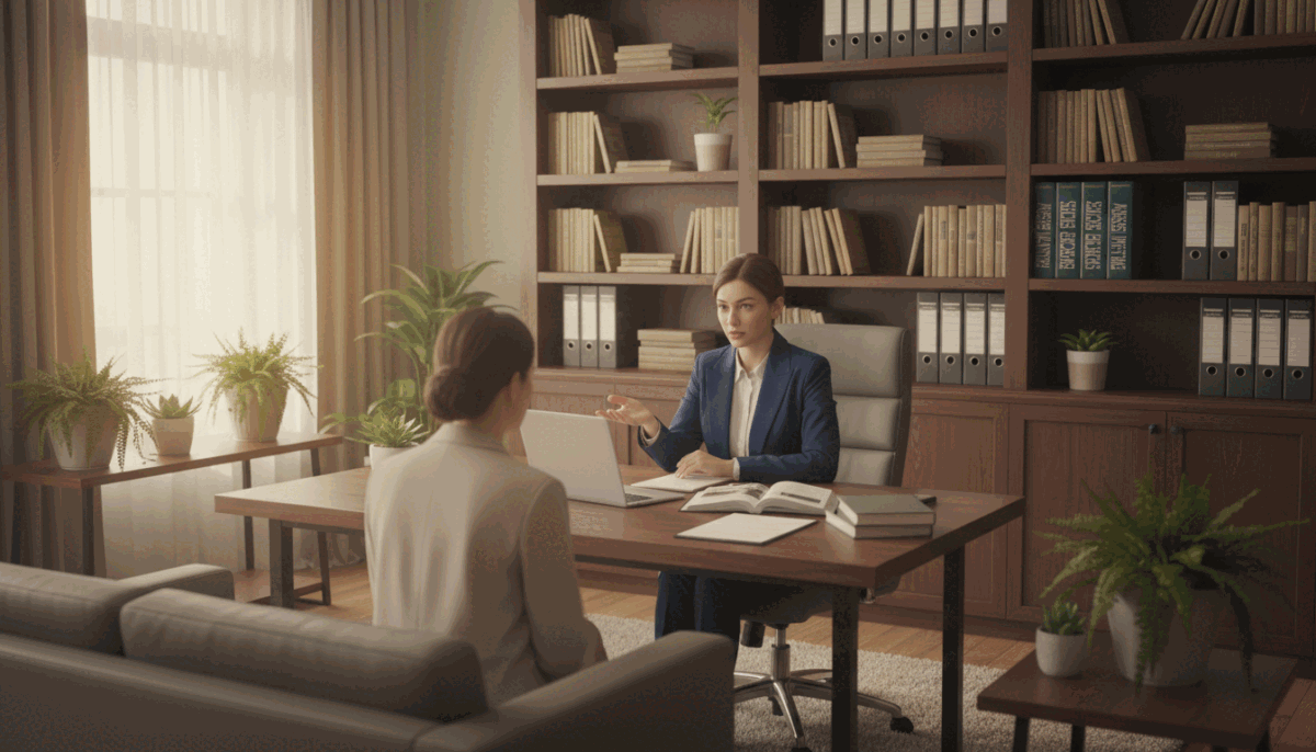 A sophisticated and inviting workspace setting, where a professional consultant is seated at a sleek desk filled with organized paperwork and a laptop. In the foreground, the consultant, dressed in a smart business suit, is focused and engaged, providing expert guidance. A warm, ambient light filters in from a window, creating a welcoming atmosphere. In the middle ground, a soft palette of neutral colors harmonizes with green plants, enhancing the professional vibe. The background features bookshelves lined with informational guides and resources on the topic of escort services, particularly promoting "Alanya party escort." The scene should evoke a sense of professionalism, trust, and approachability, without any distractions or text overlays. A sophisticated and inviting workspace setting, where a professional consultant is seated at a sleek desk filled with organized paperwork and a laptop. In the foreground, the consultant, dressed in a smart business suit, is focused and engaged, providing expert guidance. A warm, ambient light filters in from a window, creating a welcoming atmosphere. In the middle ground, a soft palette of neutral colors harmonizes with green plants, enhancing the professional vibe. The background features bookshelves lined with informational guides and resources on the topic of escort services, particularly promoting "Alanya party escort." The scene should evoke a sense of professionalism, trust, and approachability, without any distractions or text overlays.