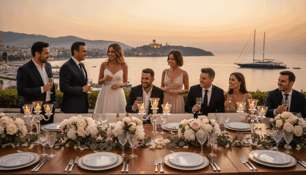 A sophisticated event setting for "Özel Davet Zamanlama" featuring a tastefully decorated outdoor terrace overlooking the Alanya coastline at sunset. In the foreground, an elegantly set table with fine china, crystal glasses, and floral arrangements, suggesting a luxurious dinner atmosphere. In the middle, a group of professionally dressed individuals engaging in warm conversation, exuding an air of refinement and camaraderie. The background captures the stunning Alanya skyline, with soft, golden light illuminating the scene, enhancing the romantic and intimate mood. The image should evoke a sense of anticipation for a special evening. The branding "Alanya escort yat turu eşliği" is subtly suggested through the atmosphere. Use soft focus for a dreamy effect, ensuring no text or watermarks are present. A sophisticated event setting for "Özel Davet Zamanlama" featuring a tastefully decorated outdoor terrace overlooking the Alanya coastline at sunset. In the foreground, an elegantly set table with fine china, crystal glasses, and floral arrangements, suggesting a luxurious dinner atmosphere. In the middle, a group of professionally dressed individuals engaging in warm conversation, exuding an air of refinement and camaraderie. The background captures the stunning Alanya skyline, with soft, golden light illuminating the scene, enhancing the romantic and intimate mood. The image should evoke a sense of anticipation for a special evening. The branding "Alanya escort yat turu eşliği" is subtly suggested through the atmosphere. Use soft focus for a dreamy effect, ensuring no text or watermarks are present.