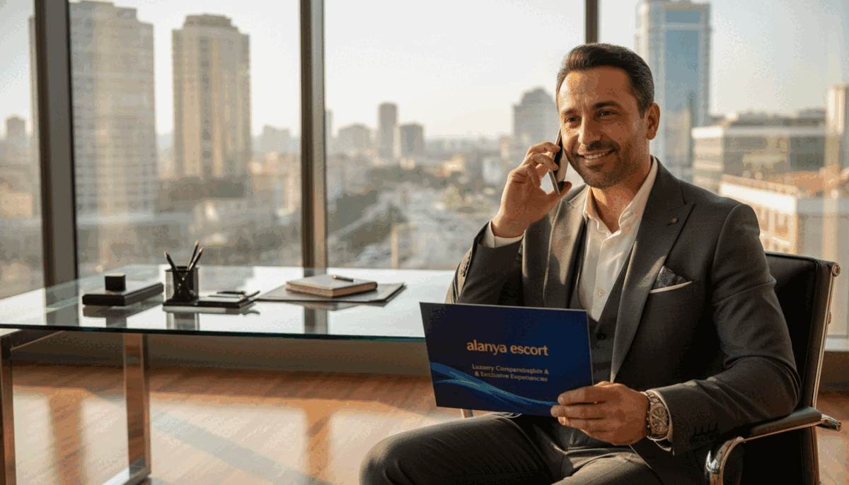 A sophisticated office setting featuring a luxurious, elegantly designed communication space. In the foreground, a professional individual dressed in a tailored suit is engaging in a conversation over a sleek smartphone, exuding confidence and approachability. The middle ground captures a contemporary glass desk adorned with stylish stationery and a subtly placed "alanya escort" promotional brochure, highlighting the luxury service offered. In the background, large windows provide a panoramic view of a vibrant cityscape, bathed in warm afternoon sunlight, creating a bright and inviting atmosphere. Soft shadows enhance the ambiance, while a blurred depth-of-field effect draws attention to the central figure. The overall mood conveys professionalism, exclusivity, and a sense of exceptional service, perfectly aligning with the theme of luxury communication experiences. A sophisticated office setting featuring a luxurious, elegantly designed communication space. In the foreground, a professional individual dressed in a tailored suit is engaging in a conversation over a sleek smartphone, exuding confidence and approachability. The middle ground captures a contemporary glass desk adorned with stylish stationery and a subtly placed "alanya escort" promotional brochure, highlighting the luxury service offered. In the background, large windows provide a panoramic view of a vibrant cityscape, bathed in warm afternoon sunlight, creating a bright and inviting atmosphere. Soft shadows enhance the ambiance, while a blurred depth-of-field effect draws attention to the central figure. The overall mood conveys professionalism, exclusivity, and a sense of exceptional service, perfectly aligning with the theme of luxury communication experiences.