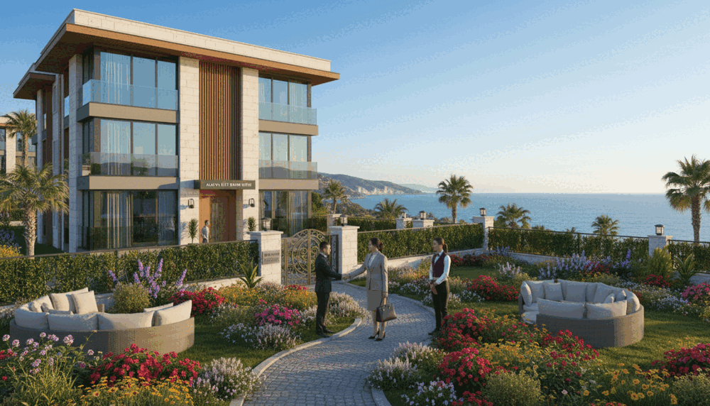A sophisticated scene depicting the luxurious atmosphere of "Alanya Elit Bayan Sitesi", designed to convey a sense of security and high-quality service. In the foreground, a beautifully landscaped garden features elegant pathways and vibrant flowers, inviting visitors to explore. The middle ground showcases a modern, upscale residential building with large windows and a refined entrance, where discreet security measures are subtly integrated. In the background, the breathtaking Alanya coastline is visible under a clear blue sky, adding to the serene ambiance. The lighting is warm and inviting, reminiscent of a sunny day. The composition should evoke feelings of comfort and exclusivity, with a professional woman in modest business attire, interacting with a welcoming staff member, both reflective of the service ethos of "Alanya güvenilir escort". A sophisticated scene depicting the luxurious atmosphere of "Alanya Elit Bayan Sitesi", designed to convey a sense of security and high-quality service. In the foreground, a beautifully landscaped garden features elegant pathways and vibrant flowers, inviting visitors to explore. The middle ground showcases a modern, upscale residential building with large windows and a refined entrance, where discreet security measures are subtly integrated. In the background, the breathtaking Alanya coastline is visible under a clear blue sky, adding to the serene ambiance. The lighting is warm and inviting, reminiscent of a sunny day. The composition should evoke feelings of comfort and exclusivity, with a professional woman in modest business attire, interacting with a welcoming staff member, both reflective of the service ethos of "Alanya güvenilir escort".