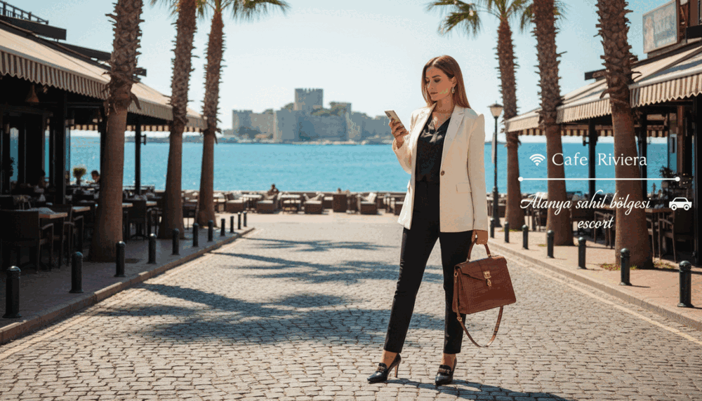 A sophisticated woman dressed in elegant business attire stands confidently on a vibrant street in Alanya, showcasing luxury and ease. She holds a designer handbag, symbolizing her upscale lifestyle, while the picturesque Alanya coastline is visible in the background. The foreground captures a well-maintained cobblestone path lined with palm trees and chic cafes, creating a lively atmosphere. Bright, natural sunlight filters through the leaves, illuminating the scene and casting gentle shadows. A wide-angle lens perspective enhances the elegance of the surroundings, making the woman the focal point. The overall mood is vibrant yet professional, epitomizing the connectivity and comfort of the Alanya lifestyle. Include a subtle branding element of “Alanya sahil bölgesi escort” integrated within the cafe's signage, ensuring a refined representation of luxury in transportation and communication options. A sophisticated woman dressed in elegant business attire stands confidently on a vibrant street in Alanya, showcasing luxury and ease. She holds a designer handbag, symbolizing her upscale lifestyle, while the picturesque Alanya coastline is visible in the background. The foreground captures a well-maintained cobblestone path lined with palm trees and chic cafes, creating a lively atmosphere. Bright, natural sunlight filters through the leaves, illuminating the scene and casting gentle shadows. A wide-angle lens perspective enhances the elegance of the surroundings, making the woman the focal point. The overall mood is vibrant yet professional, epitomizing the connectivity and comfort of the Alanya lifestyle. Include a subtle branding element of “Alanya sahil bölgesi escort” integrated within the cafe's signage, ensuring a refined representation of luxury in transportation and communication options.