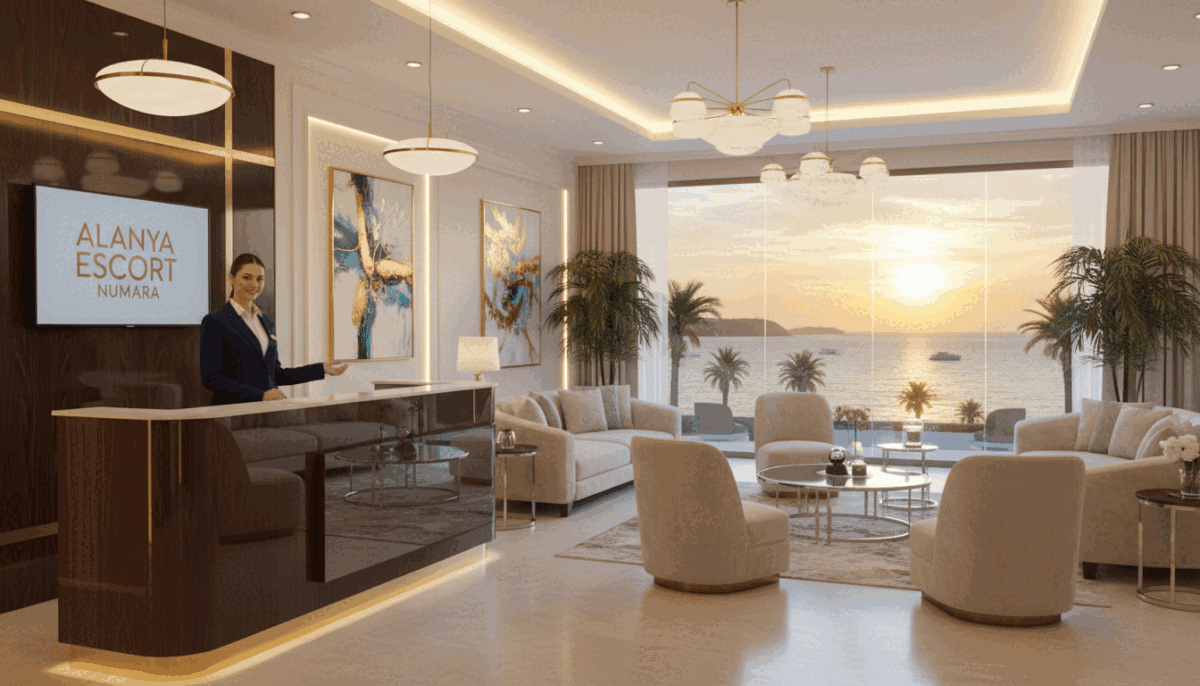 A stylish and inviting scene depicting a luxurious reservation area for Alanya escort services. In the foreground, a sleek, modern reception desk with a friendly attendant dressed in professional attire, smiling and ready to assist. The middle layer features elegant decor, including plush seating areas adorned with soft lighting and tasteful art that conveys sophistication and comfort. In the background, a large window showcases a picturesque view of Alanya's stunning coastline under a warm sunset, bathing the room in a soft golden glow. The atmosphere is one of warmth, discretion, and professionalism, representing the high-standard service of "Alanya escort numara." The image should evoke a sense of safety and ease, appealing to guests looking for a seamless reservation experience. A stylish and inviting scene depicting a luxurious reservation area for Alanya escort services. In the foreground, a sleek, modern reception desk with a friendly attendant dressed in professional attire, smiling and ready to assist. The middle layer features elegant decor, including plush seating areas adorned with soft lighting and tasteful art that conveys sophistication and comfort. In the background, a large window showcases a picturesque view of Alanya's stunning coastline under a warm sunset, bathing the room in a soft golden glow. The atmosphere is one of warmth, discretion, and professionalism, representing the high-standard service of "Alanya escort numara." The image should evoke a sense of safety and ease, appealing to guests looking for a seamless reservation experience.