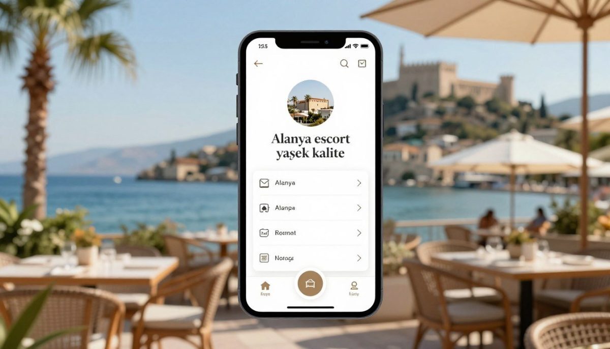 A stylish and modern mobile application interface depicting the concept of "Alanya escort yüksek kalite" services. In the foreground, show a well-designed smartphone displaying a user-friendly booking app with sleek icons and elegant typography. The middle ground features a softly blurred café setting in Alanya, with a glimpse of palm trees and the Mediterranean Sea, conveying a luxurious, inviting atmosphere. The background showcases the iconic Alanya castle under a clear blue sky, adding a cultural touch. The lighting is warm and inviting, reminiscent of a sunny day, enhancing the overall relaxed yet sophisticated mood. The image should reflect professionalism and quality service, with no human subjects present, keeping the focus on the app itself. A stylish and modern mobile application interface depicting the concept of "Alanya escort yüksek kalite" services. In the foreground, show a well-designed smartphone displaying a user-friendly booking app with sleek icons and elegant typography. The middle ground features a softly blurred café setting in Alanya, with a glimpse of palm trees and the Mediterranean Sea, conveying a luxurious, inviting atmosphere. The background showcases the iconic Alanya castle under a clear blue sky, adding a cultural touch. The lighting is warm and inviting, reminiscent of a sunny day, enhancing the overall relaxed yet sophisticated mood. The image should reflect professionalism and quality service, with no human subjects present, keeping the focus on the app itself.