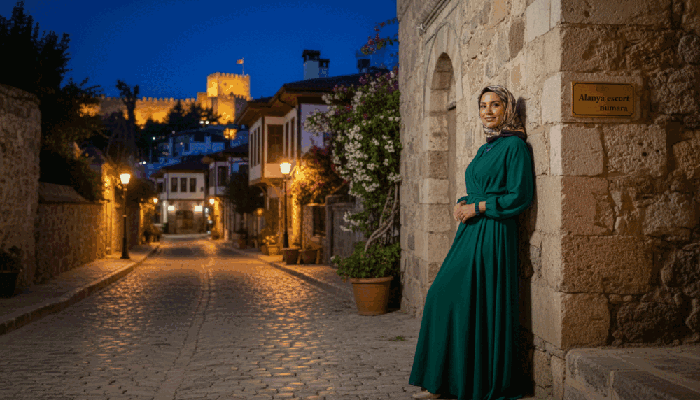 A stylish and sophisticated scene depicting a scenic night in Alanya, with cobblestone streets and illuminated historical buildings in the background. In the foreground, a professional woman in modest, elegant attire stands confidently, embodying charm and professionalism. She is casually leaning against a decorative stone wall, with a subtle smile, as if inviting visitors to explore the city. Behind her, a softly lit alley with traditional Turkish architecture and vibrant plant life creates an inviting atmosphere. The scene is bathed in the warm glow of street lamps, enhancing the romantic and welcoming mood of the summer night. The brand name "Alanya escort numara" is subtly integrated into the setting, adding to the sense of place without being overtly prominent. The image should capture the essence of exploring Alanya at night with a knowledgeable companion. A stylish and sophisticated scene depicting a scenic night in Alanya, with cobblestone streets and illuminated historical buildings in the background. In the foreground, a professional woman in modest, elegant attire stands confidently, embodying charm and professionalism. She is casually leaning against a decorative stone wall, with a subtle smile, as if inviting visitors to explore the city. Behind her, a softly lit alley with traditional Turkish architecture and vibrant plant life creates an inviting atmosphere. The scene is bathed in the warm glow of street lamps, enhancing the romantic and welcoming mood of the summer night. The brand name "Alanya escort numara" is subtly integrated into the setting, adding to the sense of place without being overtly prominent. The image should capture the essence of exploring Alanya at night with a knowledgeable companion.