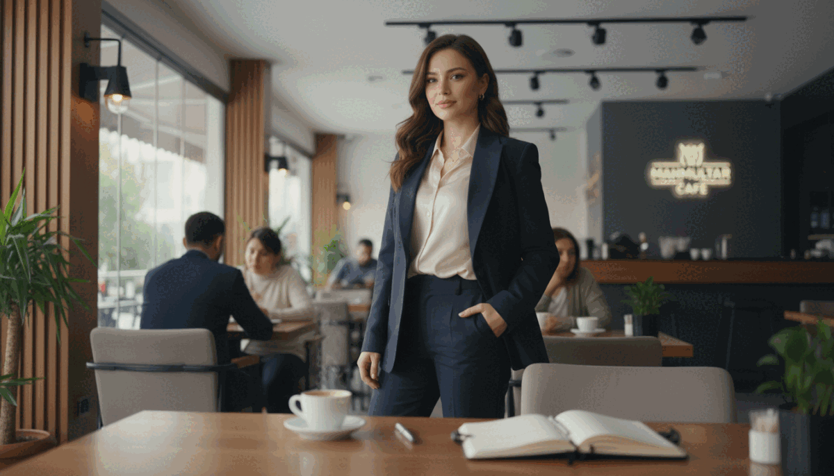 A stylish, professional woman stands confidently in a modern café in Alanya Mahmutlar, showcasing the theme of "alanya mahmutlar escort." She is elegantly dressed in a sleek business suit, exuding a sense of professionalism and charm. In the foreground, a well-arranged table displays a coffee cup and an open notebook, suggesting an atmosphere of casual yet purposeful meetings. The middle ground features soft lighting that creates a warm, inviting ambiance, while patrons in modest attire discuss in the background, adding to the vibrant café life. The lens captures a slightly angled view, emphasizing the woman’s confident posture, and the overall mood is sophisticated and engaging, reflecting the importance of choosing the right escort with care and respect. A stylish, professional woman stands confidently in a modern café in Alanya Mahmutlar, showcasing the theme of "alanya mahmutlar escort." She is elegantly dressed in a sleek business suit, exuding a sense of professionalism and charm. In the foreground, a well-arranged table displays a coffee cup and an open notebook, suggesting an atmosphere of casual yet purposeful meetings. The middle ground features soft lighting that creates a warm, inviting ambiance, while patrons in modest attire discuss in the background, adding to the vibrant café life. The lens captures a slightly angled view, emphasizing the woman’s confident posture, and the overall mood is sophisticated and engaging, reflecting the importance of choosing the right escort with care and respect.