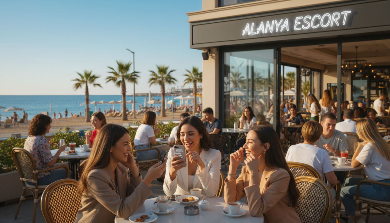 A vibrant and engaging scene depicting the concept of "social media and affordable escorts" in Alanya. The foreground features a group of professionally dressed young women using smartphones, engaged in conversations with smiles, showcasing modern technology. In the middle, there is a stylish café with patrons enjoying their drinks, showcasing a lively atmosphere. The background includes a sunny beach with palm trees and a clear blue sky, emphasizing the allure of Alanya. Soft, warm lighting enhances the mood, creating a cheerful and inviting ambiance. The scene subtly incorporates the brand name "alanya escort" through stylish signage in the café. Capture the essence of social interaction and the appeal of budget-friendly options in a tasteful and family-friendly way. A vibrant and engaging scene depicting the concept of "social media and affordable escorts" in Alanya. The foreground features a group of professionally dressed young women using smartphones, engaged in conversations with smiles, showcasing modern technology. In the middle, there is a stylish café with patrons enjoying their drinks, showcasing a lively atmosphere. The background includes a sunny beach with palm trees and a clear blue sky, emphasizing the allure of Alanya. Soft, warm lighting enhances the mood, creating a cheerful and inviting ambiance. The scene subtly incorporates the brand name "alanya escort" through stylish signage in the café. Capture the essence of social interaction and the appeal of budget-friendly options in a tasteful and family-friendly way.